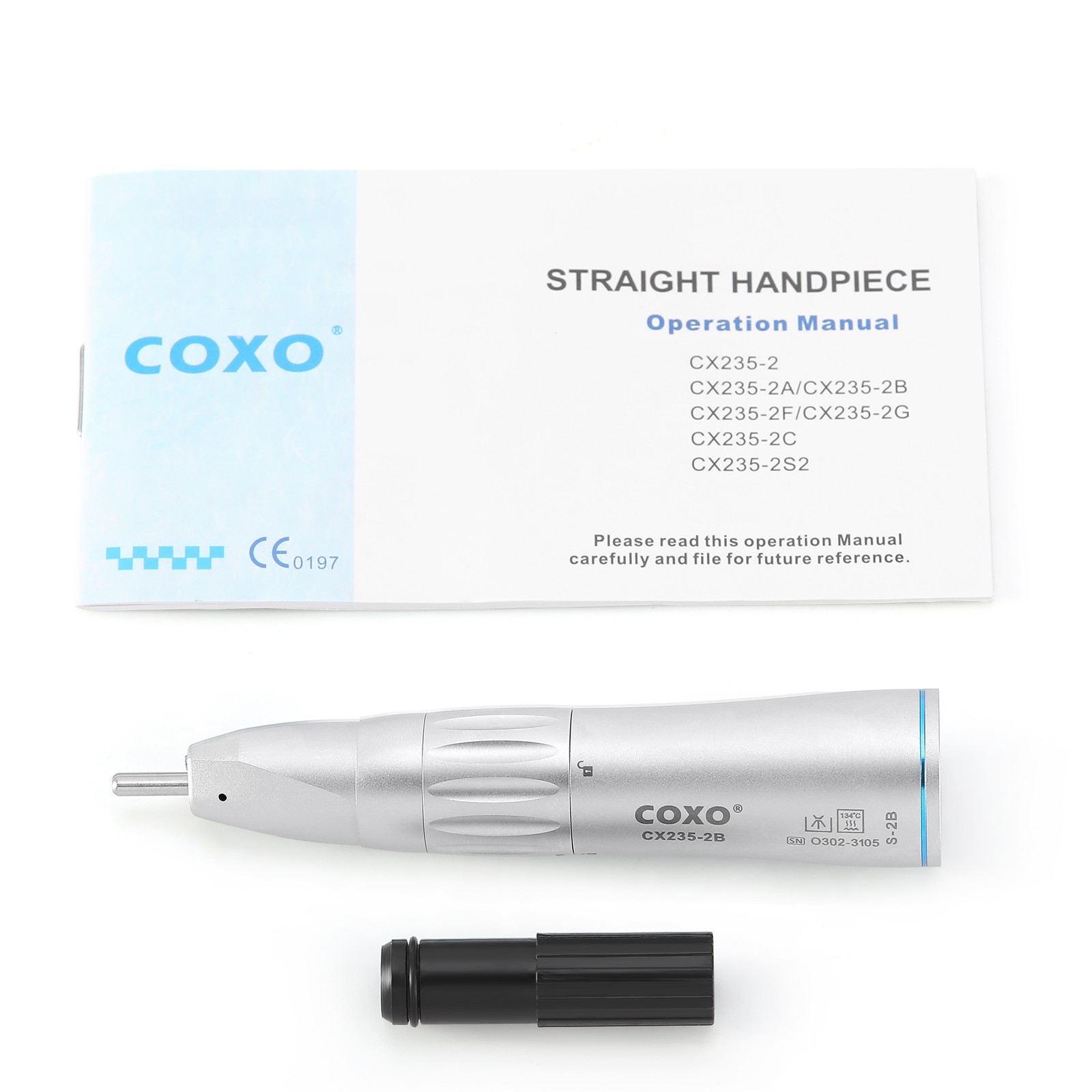 COXO CX235-2B Low Speed Handpiece, 1:1 Inner Channel, Straight Handpiece, Max4