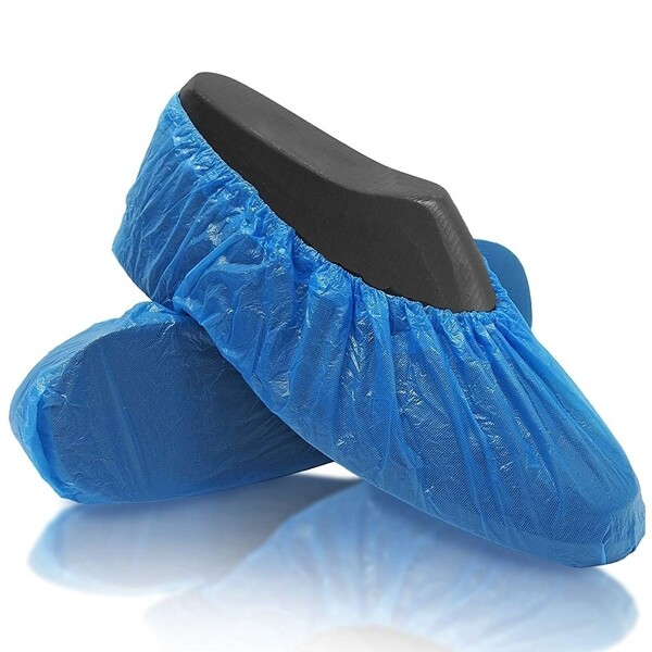27440 Dark Blue Waterproof Disposable Polyethylene CPE Shoe Covers Size Large