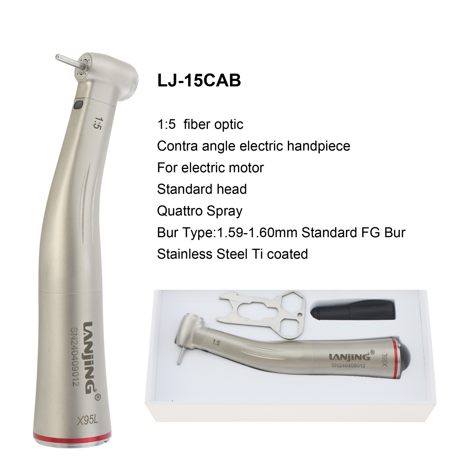 Dental Electric 1:5 1:1 Handpiece Contra Angle Fiber Optic Motor KaVo E20L M25L
