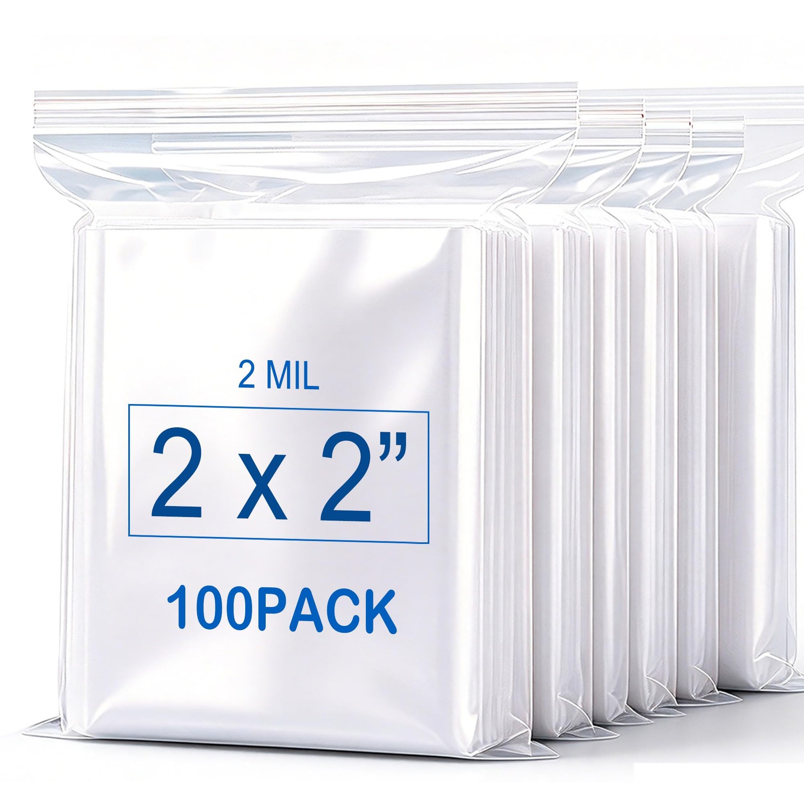 2”X 2” (Pack of 100) 2 Mil Thick Clear Reclosable Small Zip 2” X 2”,