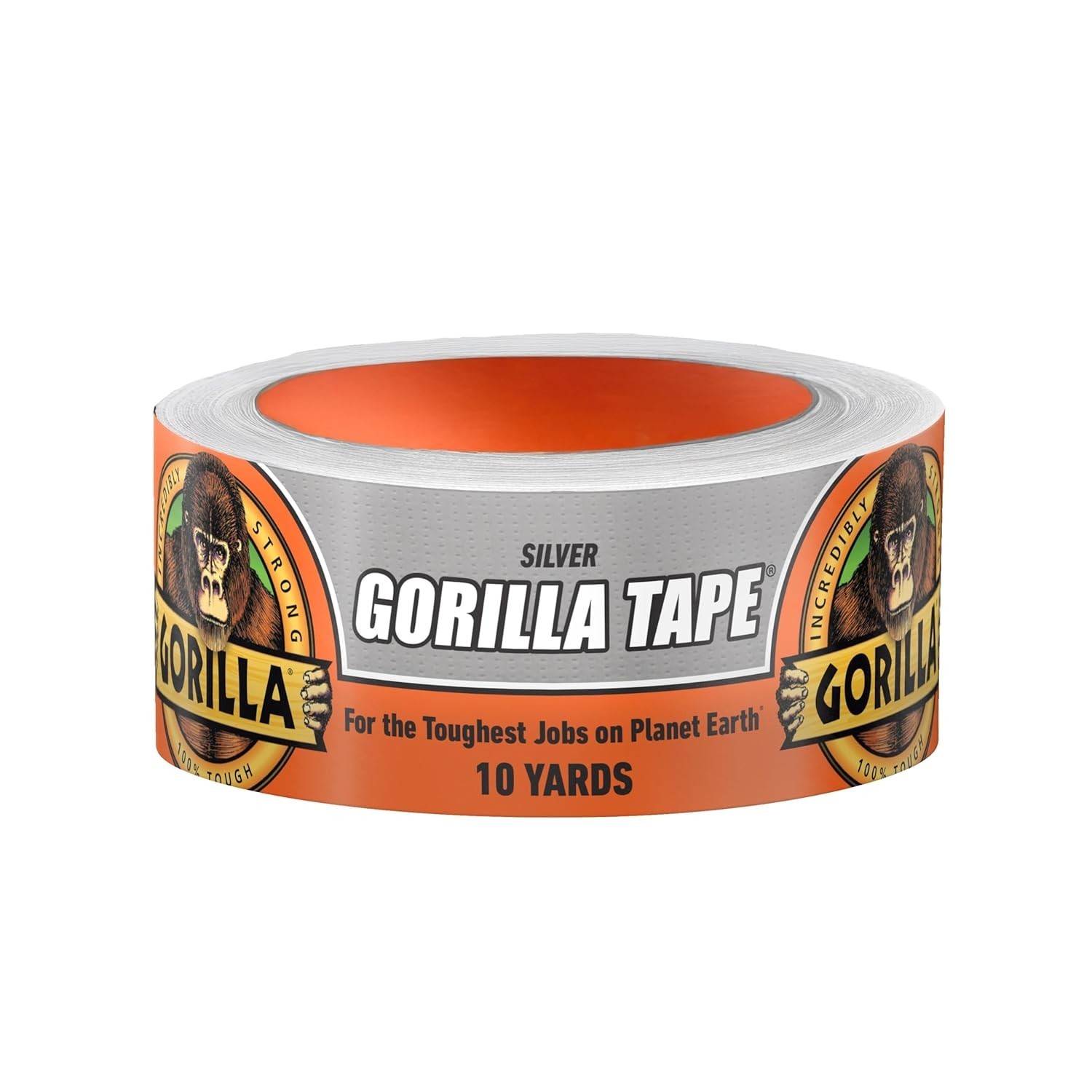 Gorilla 1.88 in x 10 yd Silver Duct Tape, Weather Resistant Heavy Duty Tape