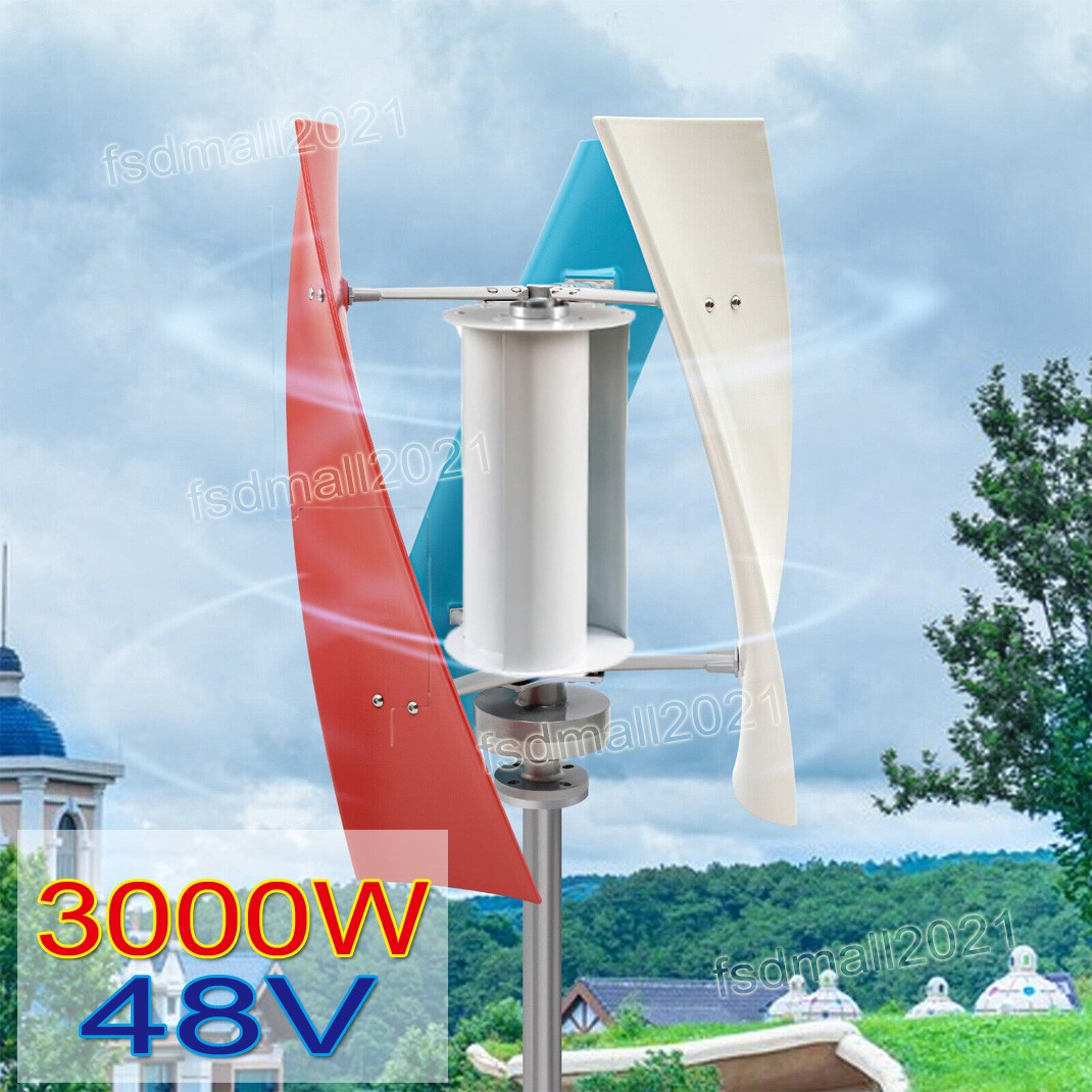 3000W Vertical Wind Turbine Permanent Magnet Generator 48V DC Hybrid Controller