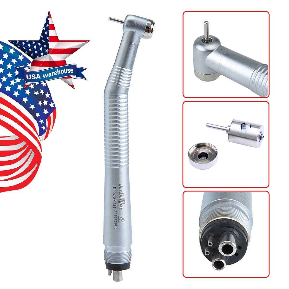 Dental High Speed Handpiece Standard Head Push Button 4 Hole Joydental USA