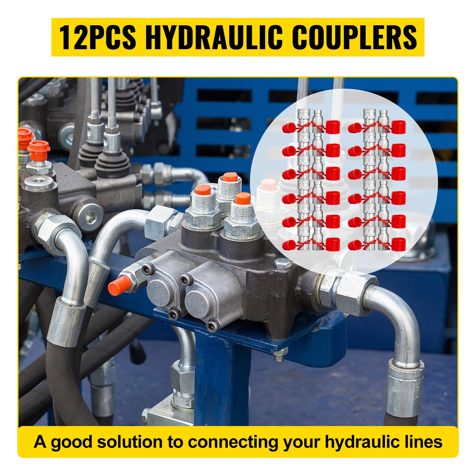 12 Sets of 1/2″ NPT Flat Face Hydraulic Coupler Quick Connect Skid Steer Bobcat