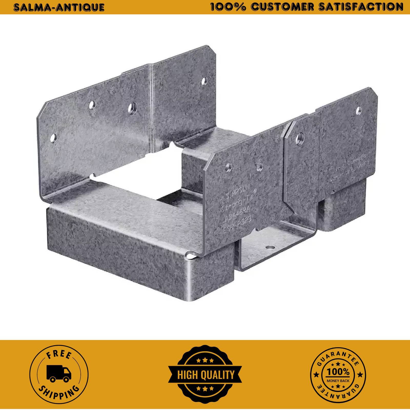 ABA ZMAX Galvanized Adjustable Standoff Post Base for 4X6 Actual Rough Lumber