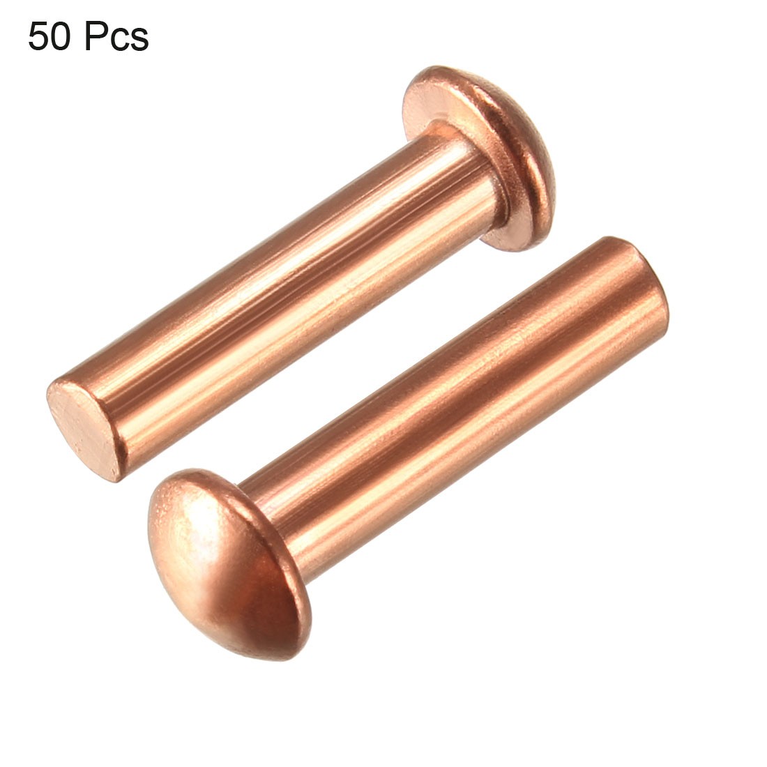 50 Pcs 1/8inch x 15/32inch Round Head Copper Solid Rivets Fasteners