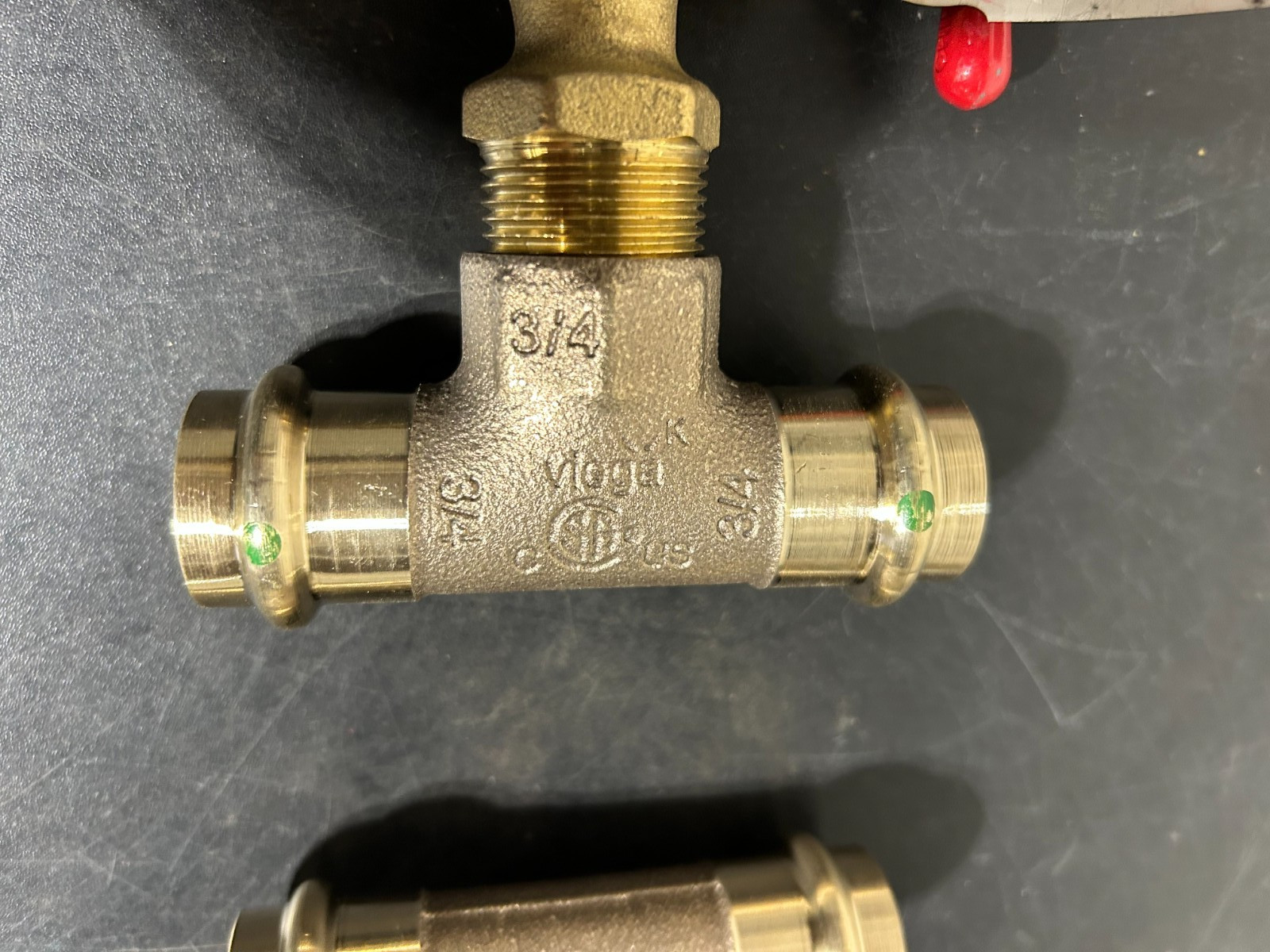 VIEGA PROPRESS TEES w/ PROLINE DRAIN VALVES QTY (2) 3/4″ male x 3/4″ HOSE *NEW*