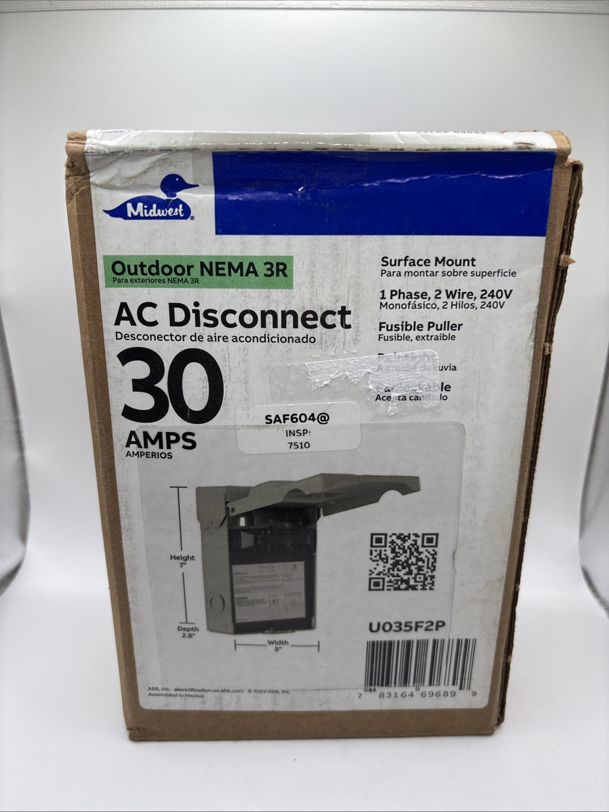 Midwest Electric Products 30-Amp 120/240-Volt Fused AC Disconnect (U035F2P)