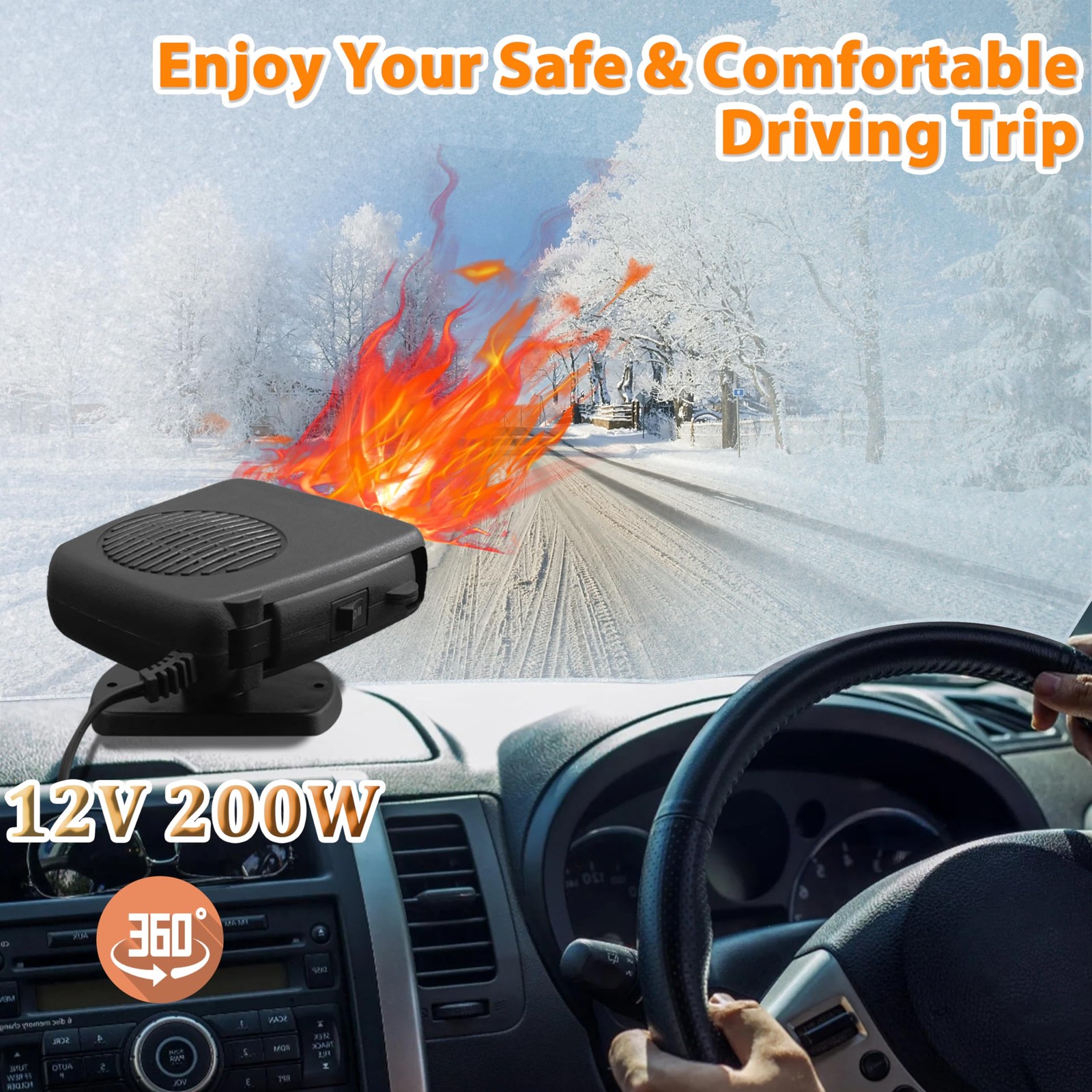 【New】Portable Car Heater, 12V 200W Heater for Car, Auto Car Heaters, Car Wind…