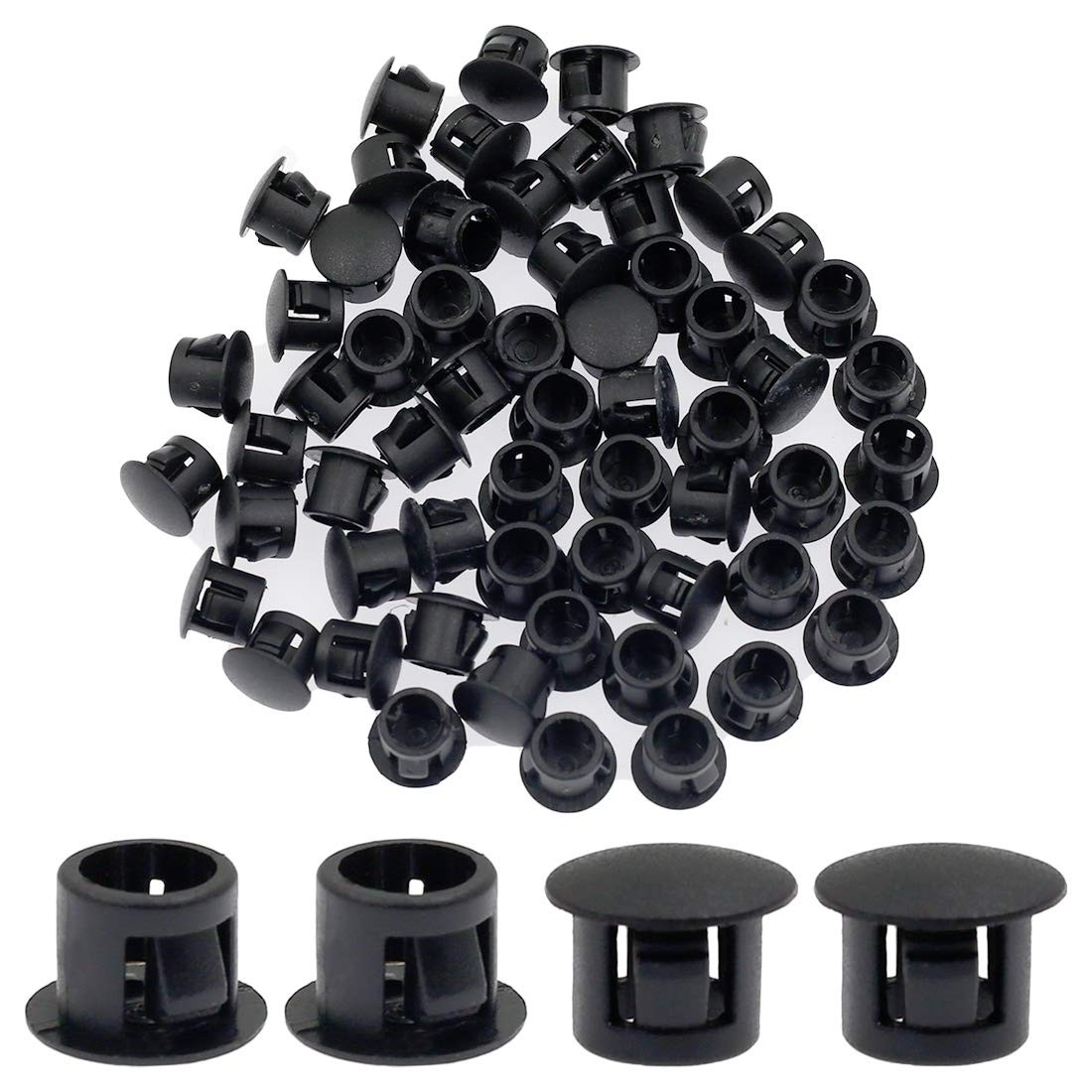60PCS 8Mm (5/16″) Black Hole Plugs Plastic Flush Type Snap-In Locking Tube, Furn