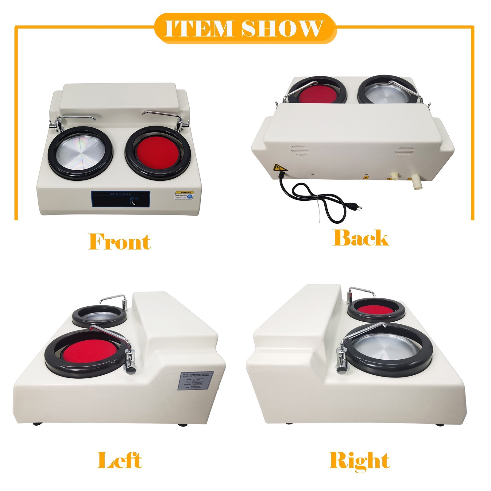 110V 370W Lab Table Double-disc Metallographic Sample Polishing Machine Φ7.99″