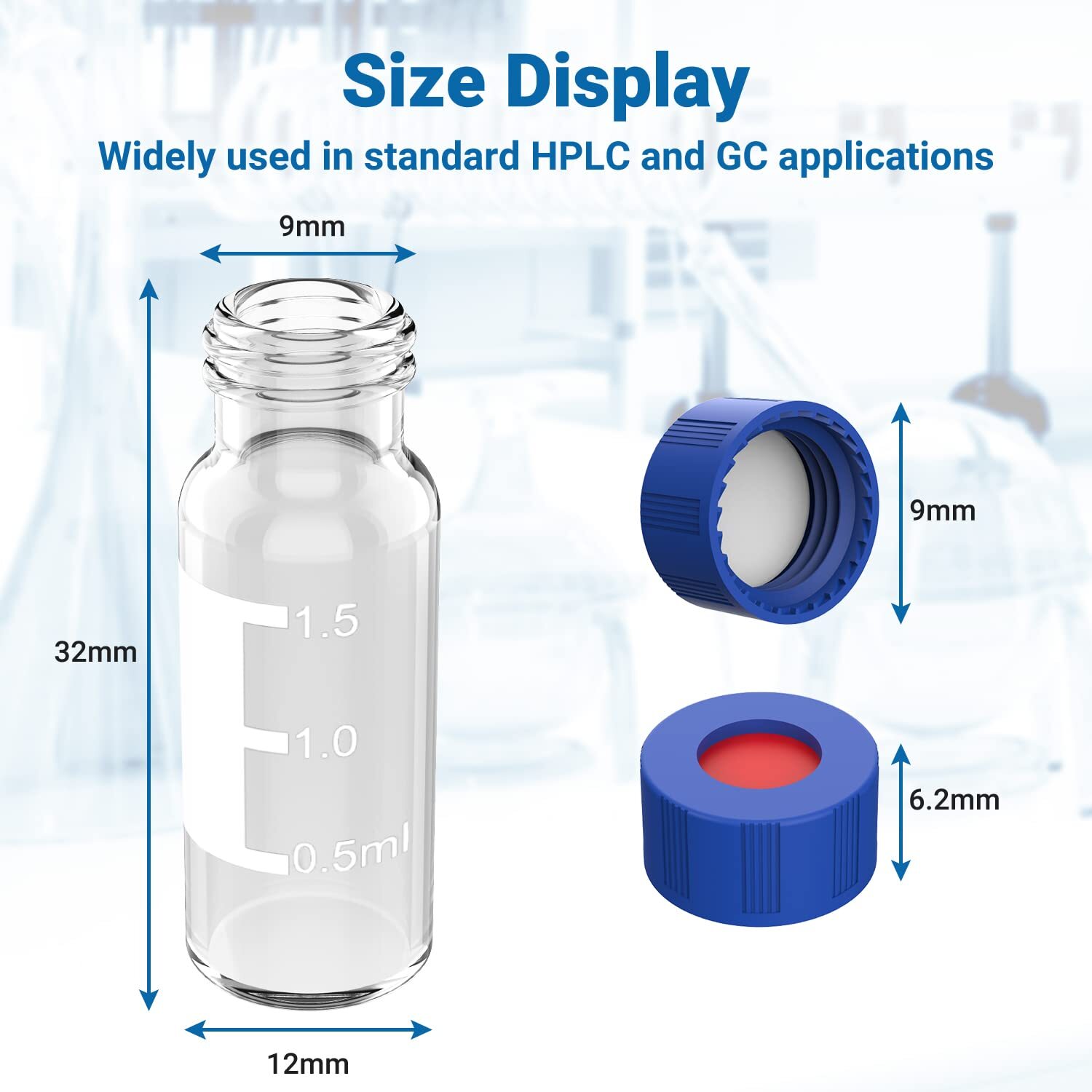 2ml Autosampler Vials 1000PCS+Pre-Slit Caps 9-425 Glass Bottle Screw Top HPLC GC