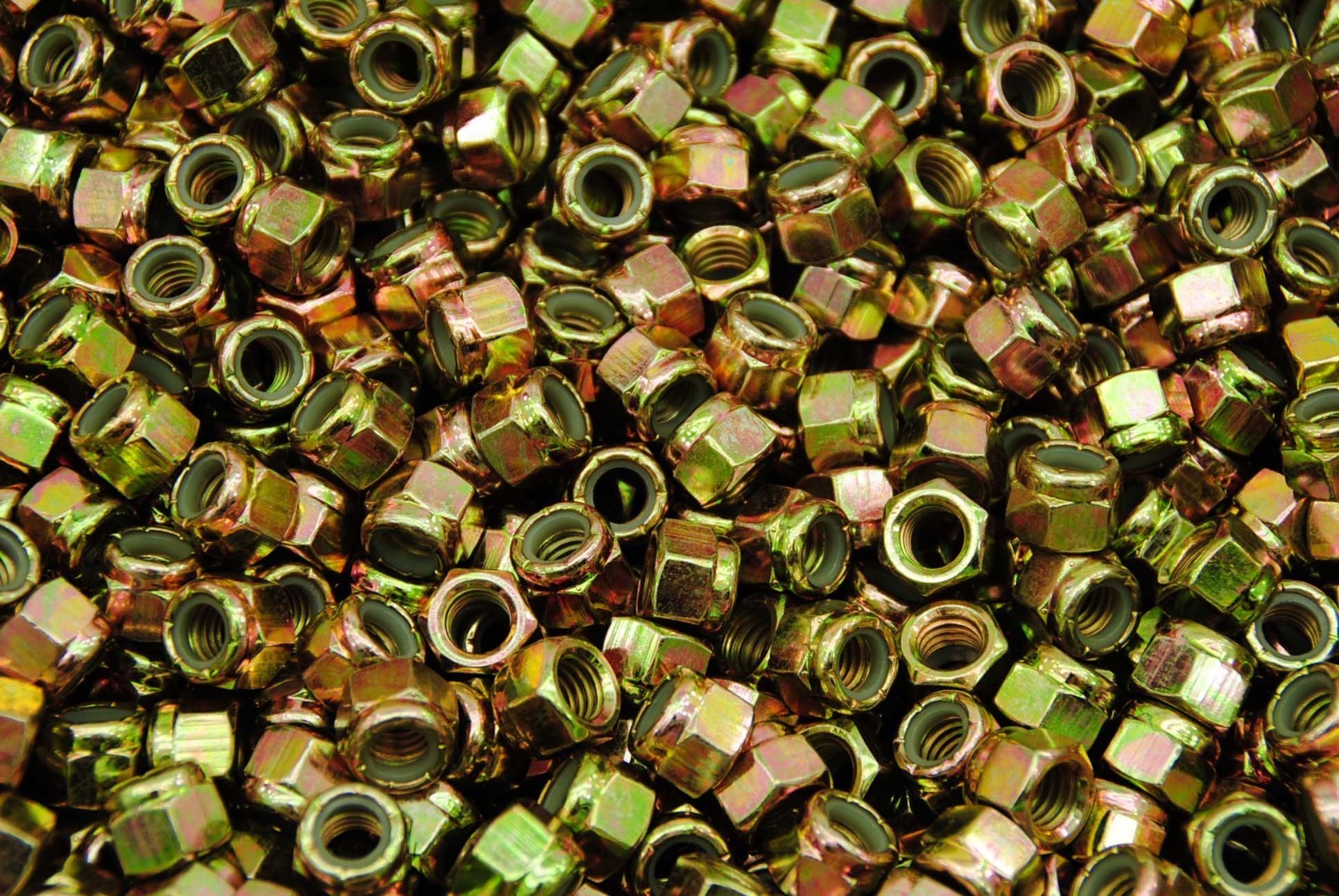 (300) Nyloc Grade 8/C Hex Locking Nuts 3/8-16 Yellow Zinc Plated Nylock