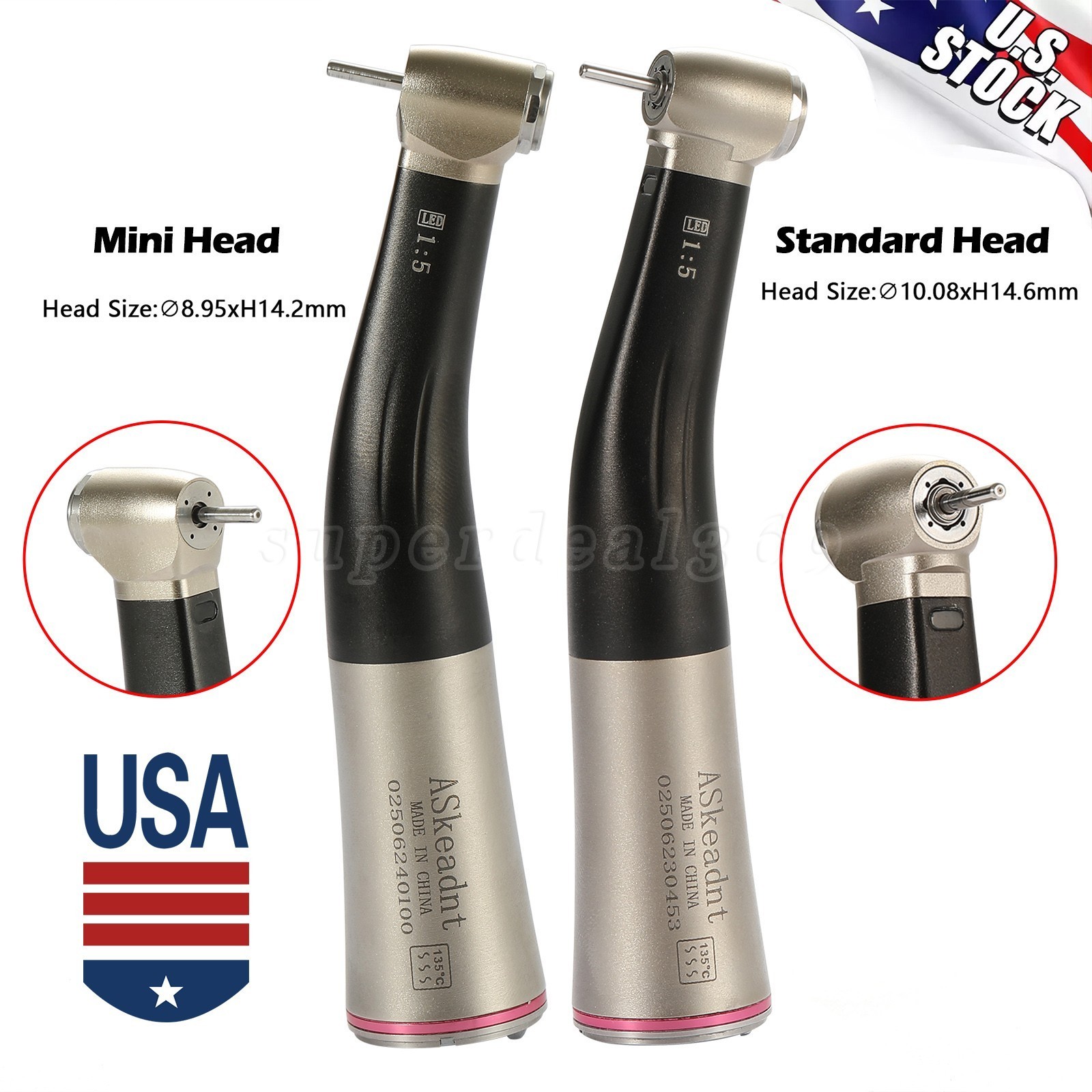 NSK Style Dental 1:5 Increasing Contra Angle Fiber Optic Handpiece E-type Motors