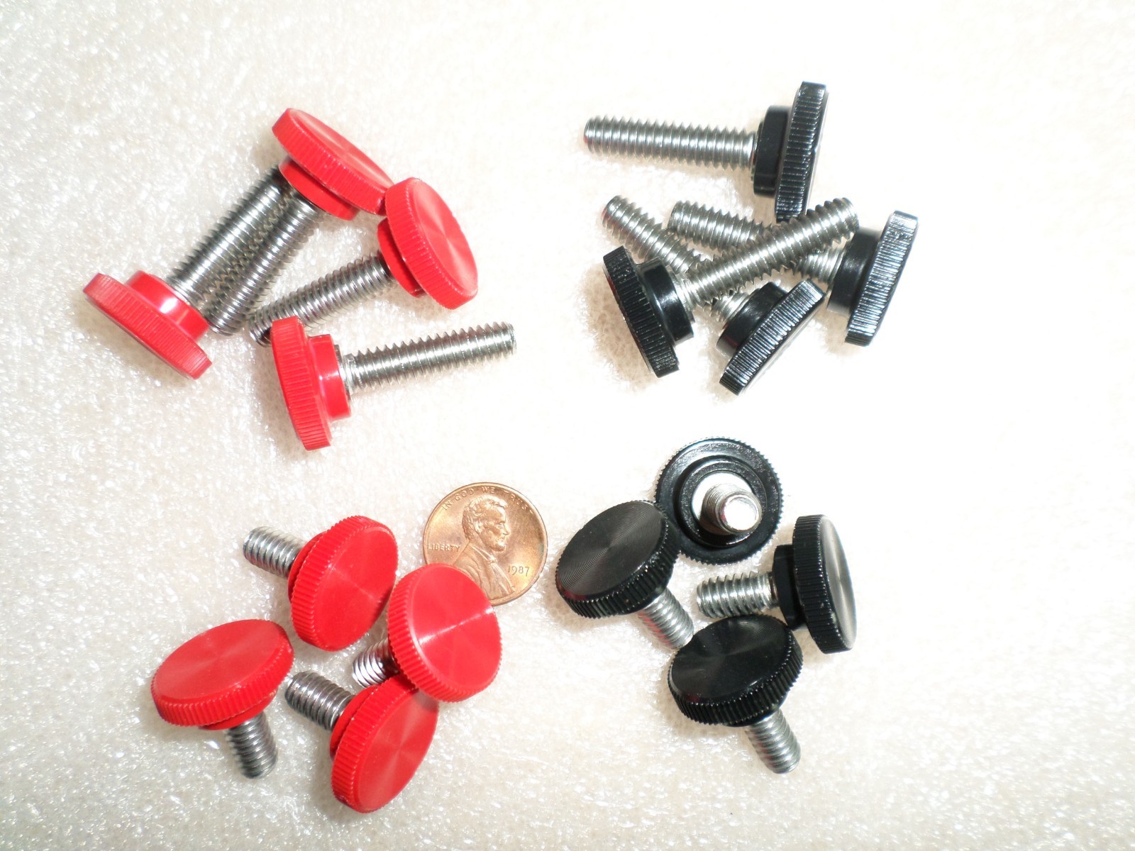 (Qty 4) 1/4-20 Black or Red 1/2″ or 1″ Long Thumb Screw *YOU PICK* Stainless