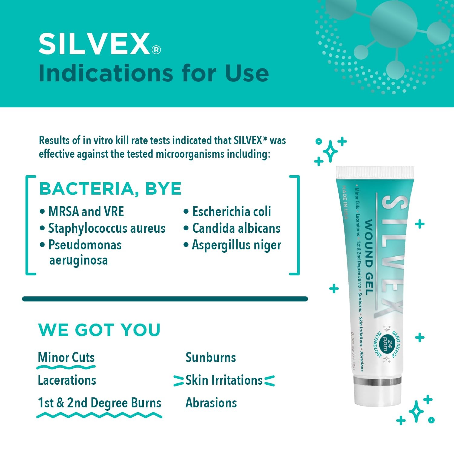 Be Smart Get Prepared SILVEX Wound Gel, 0.5 Fl Oz Gel Ounce, Clear