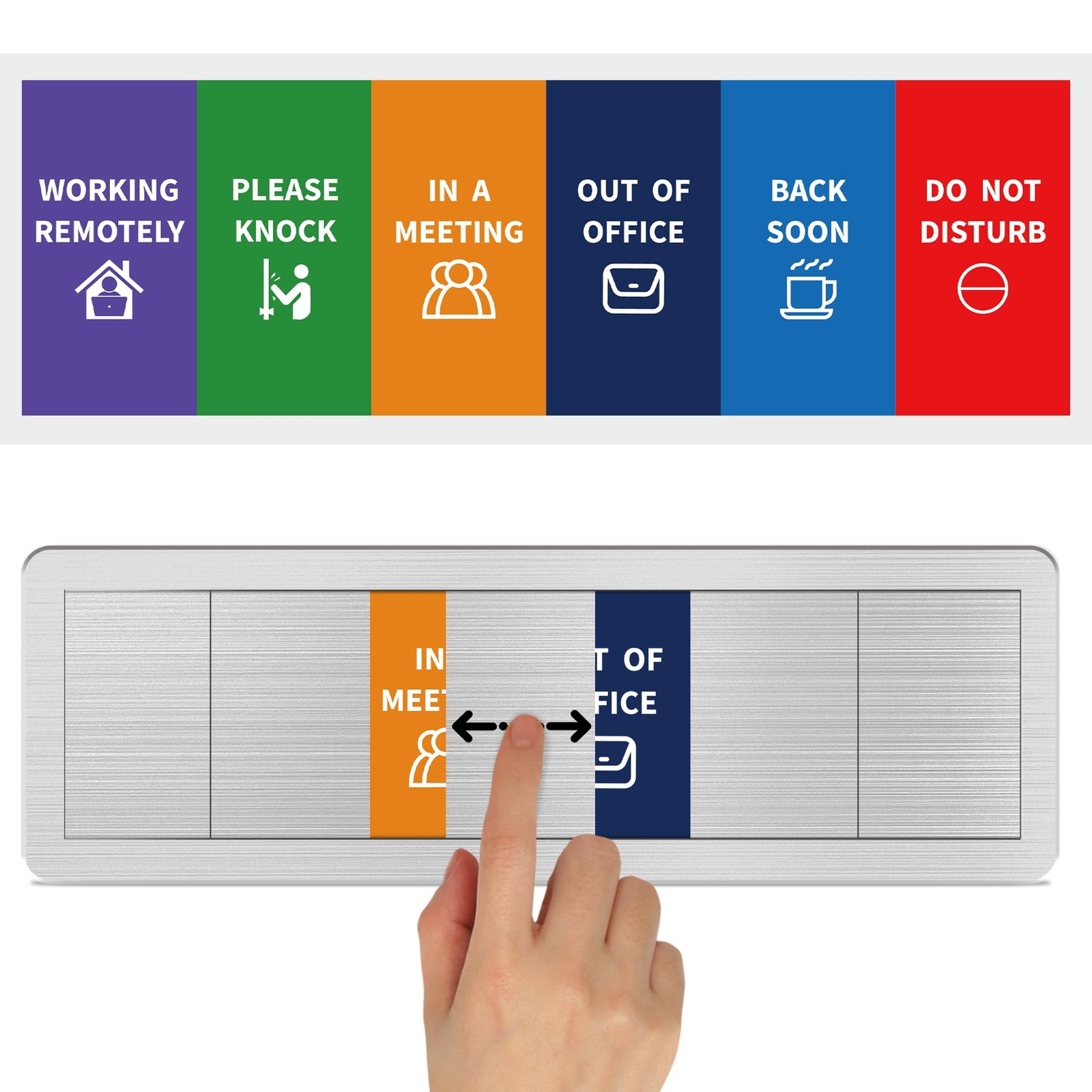 Office Door Sign-6 Options Signs (3.14 x 9.8) inches, Silver, Vibrant