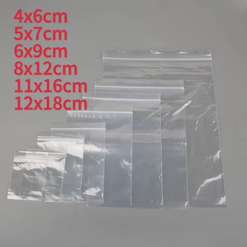 200/100PCS Transparent Zip Bags Food Jewelry Vacuum Storage Bag Plastic Thicken