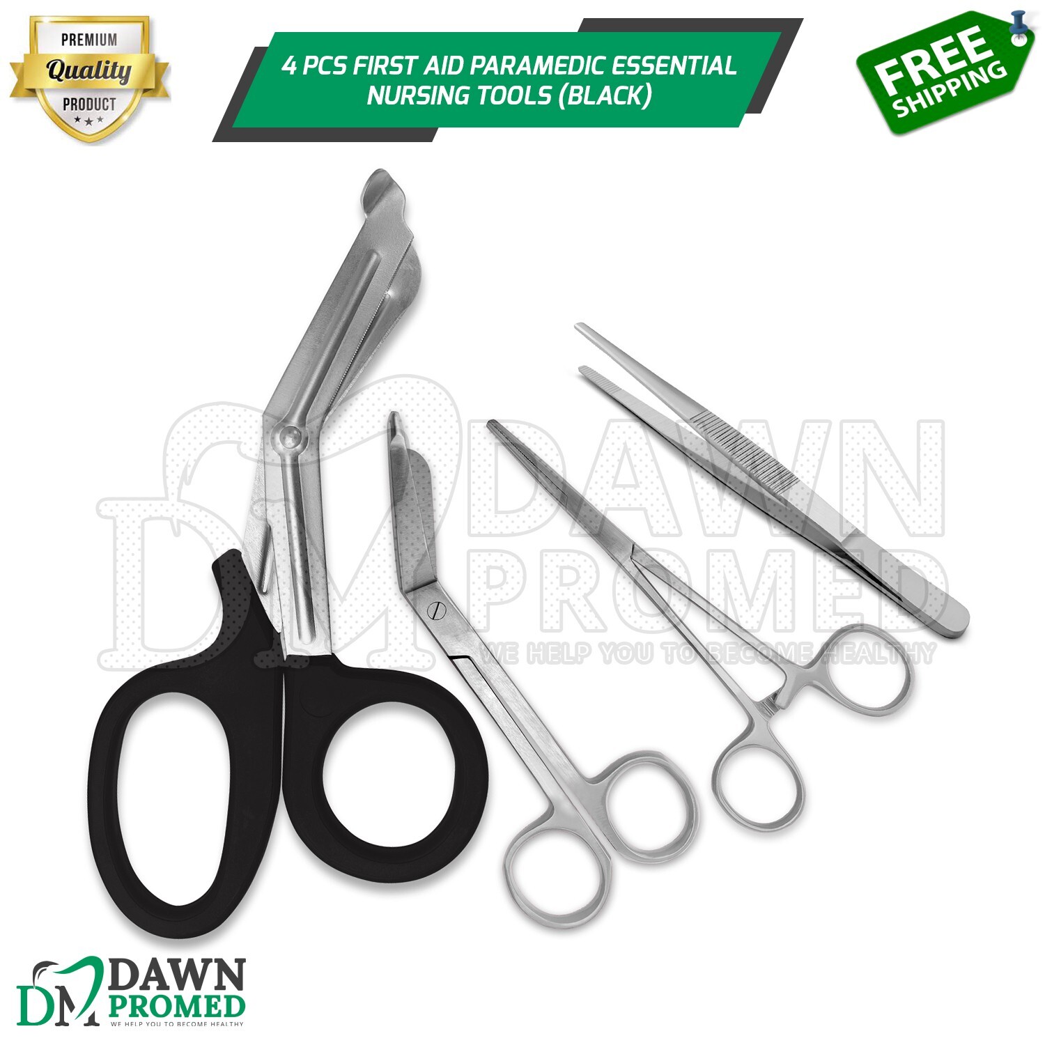 4 Pcs First Aid Paramedic Essential Nursing Tools Surgical Instruments – Black