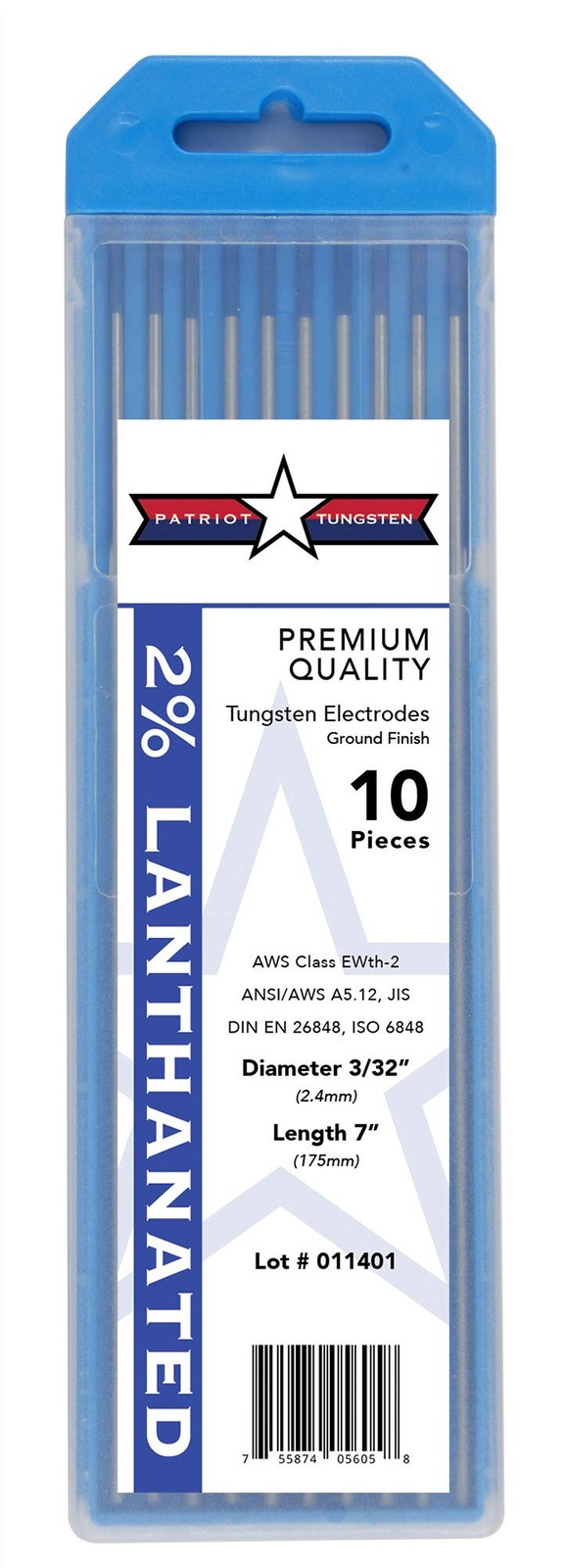 Lanthanated TIG Welding Tungsten Electrodes 3/32” x 7” 10-Pack for Precision