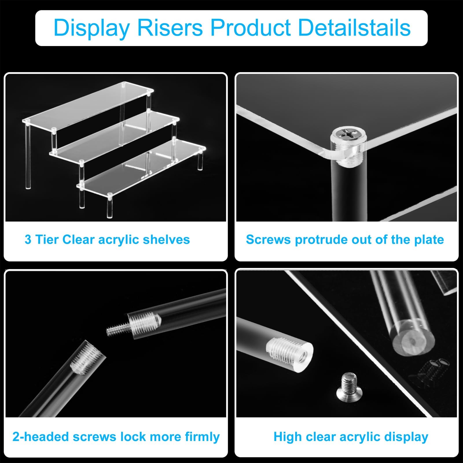 Acrylic Display Risers for Perfume, Food, Tabletop & Funko POP – 3 Tier Stand