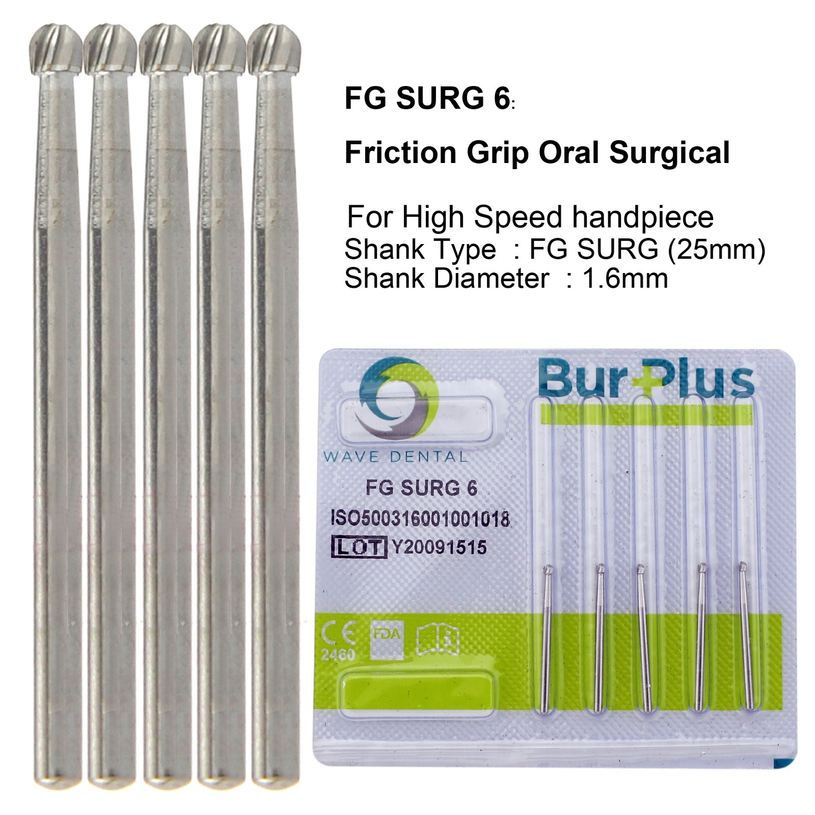 Wave Dental Round Surgical Bur 4 6 8 1/4 Carbide Surgical Length 25mm High Speed