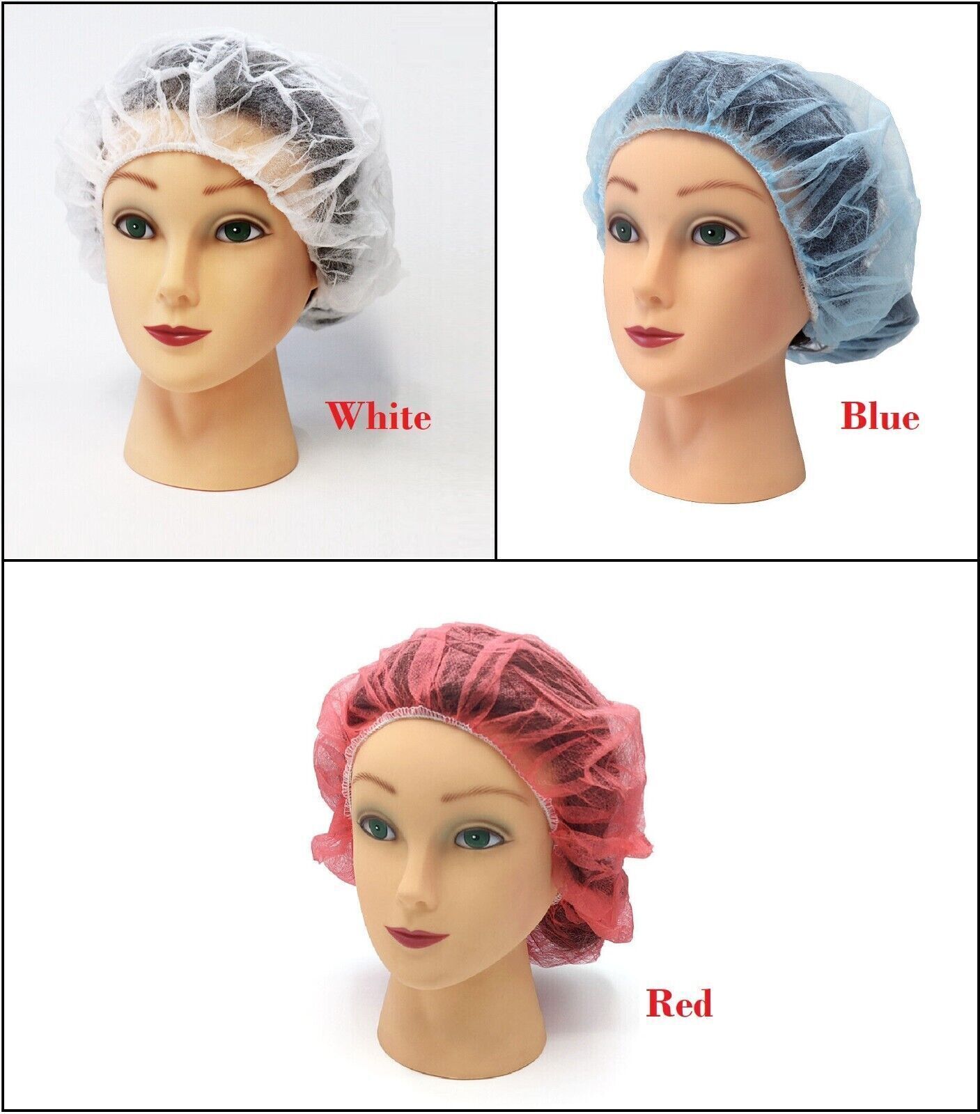 Disposable Non-Woven Bouffant Cap Hair Net Cap, Choose Your: Size | Color | Pack
