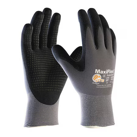 Pip 34-844/M Coated Gloves, Foam Nitrile, Dotted, Palm, 3 Abrasion Level,