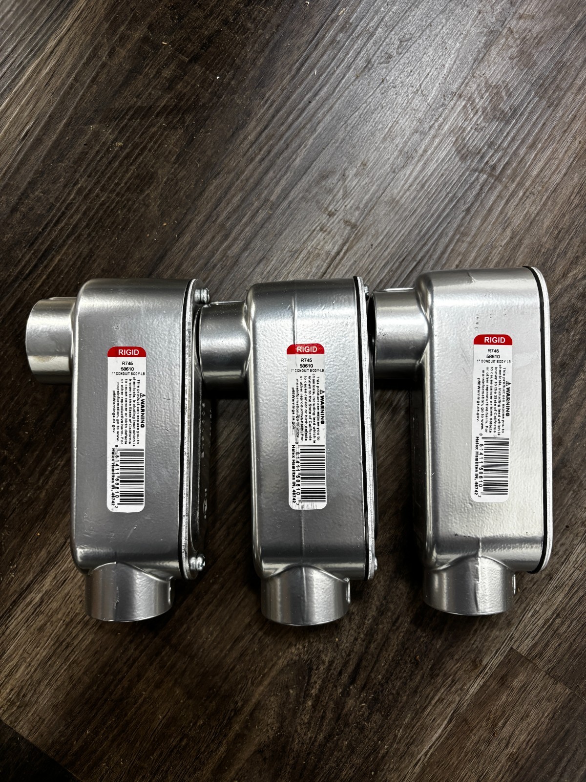 Halex 1″ LB Conduit Body RGD Threaded Aluminum Fitting Lot of 3