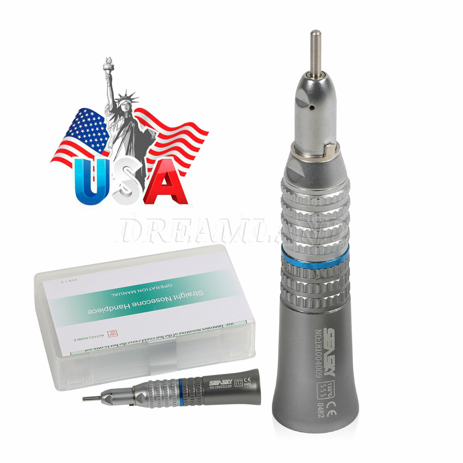 Dental Straight Handpiece Nosecone & Air Motor 4H fit NSK Low Slow Speed YP4 Jm