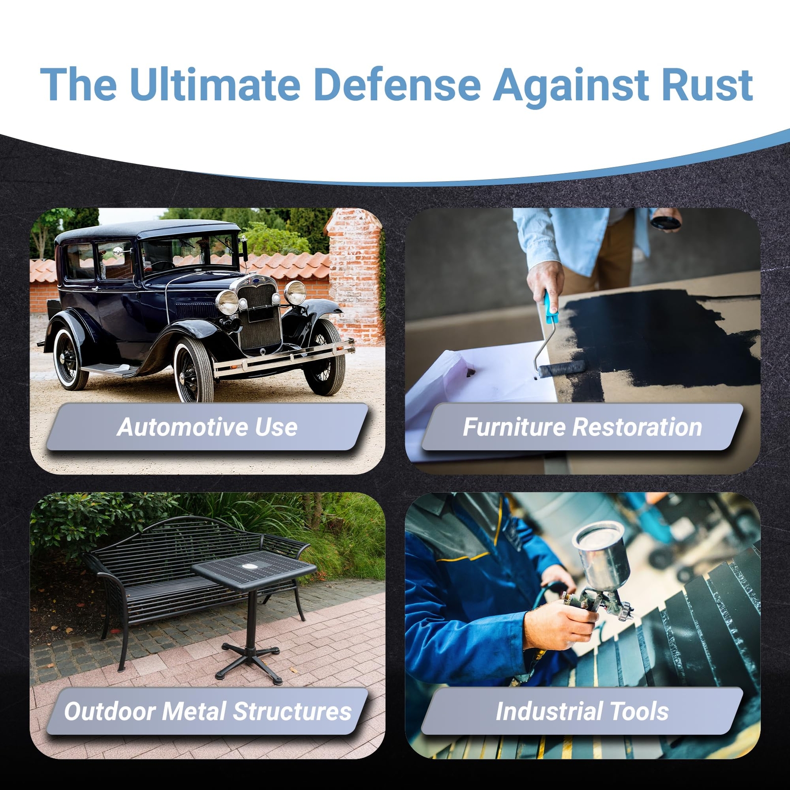 RUST BULLET Gloss Black – 1 Quart Corrosion Preventive Paint for Metal