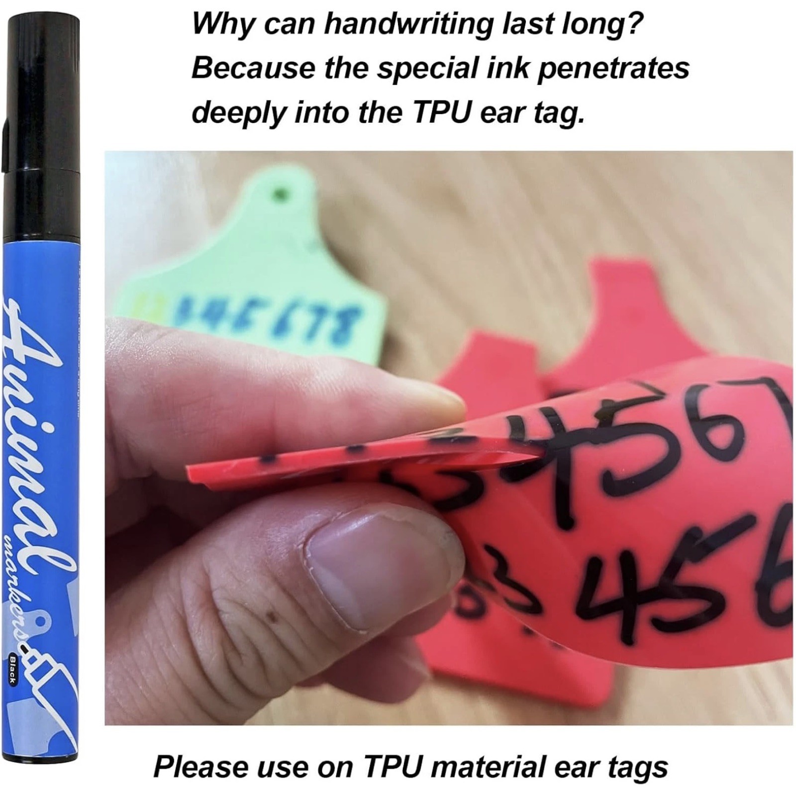 6 PACK Ear Tag Marker Pen, Black, PERMANENT Special Ink LONG LASTING Livestock
