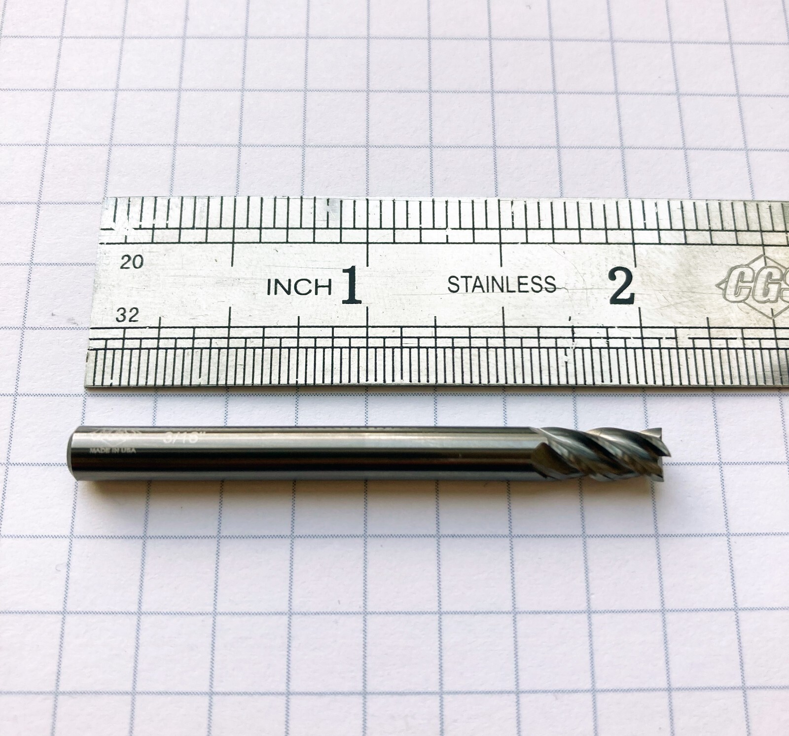 LOT# 2722: HP 3/16″D x 3/8″LOC x 2″OAL- NEW 4 FLUTE CGS CARBIDE SQ END MILL UC