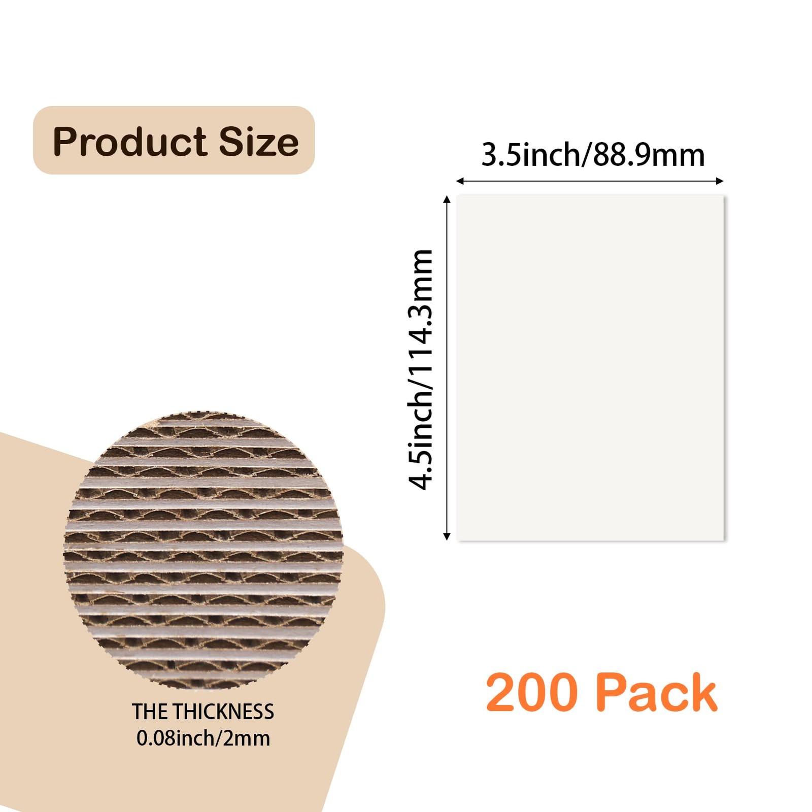 Calenzana 3.5×4.5 White Corrugated Cardboard Sheets, Flat Card Boards Inserts…