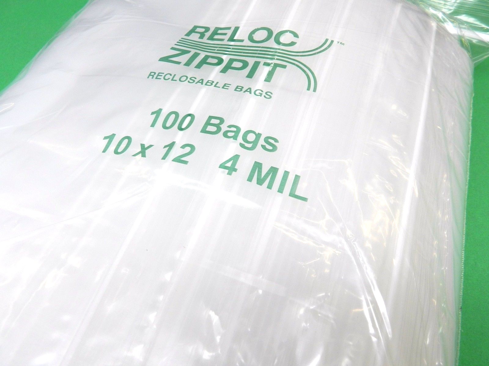 100 Reloc Zippit 10×12 4mil Bags Reclosable Heavy Duty Clear Bag Plastic 10 x12″
