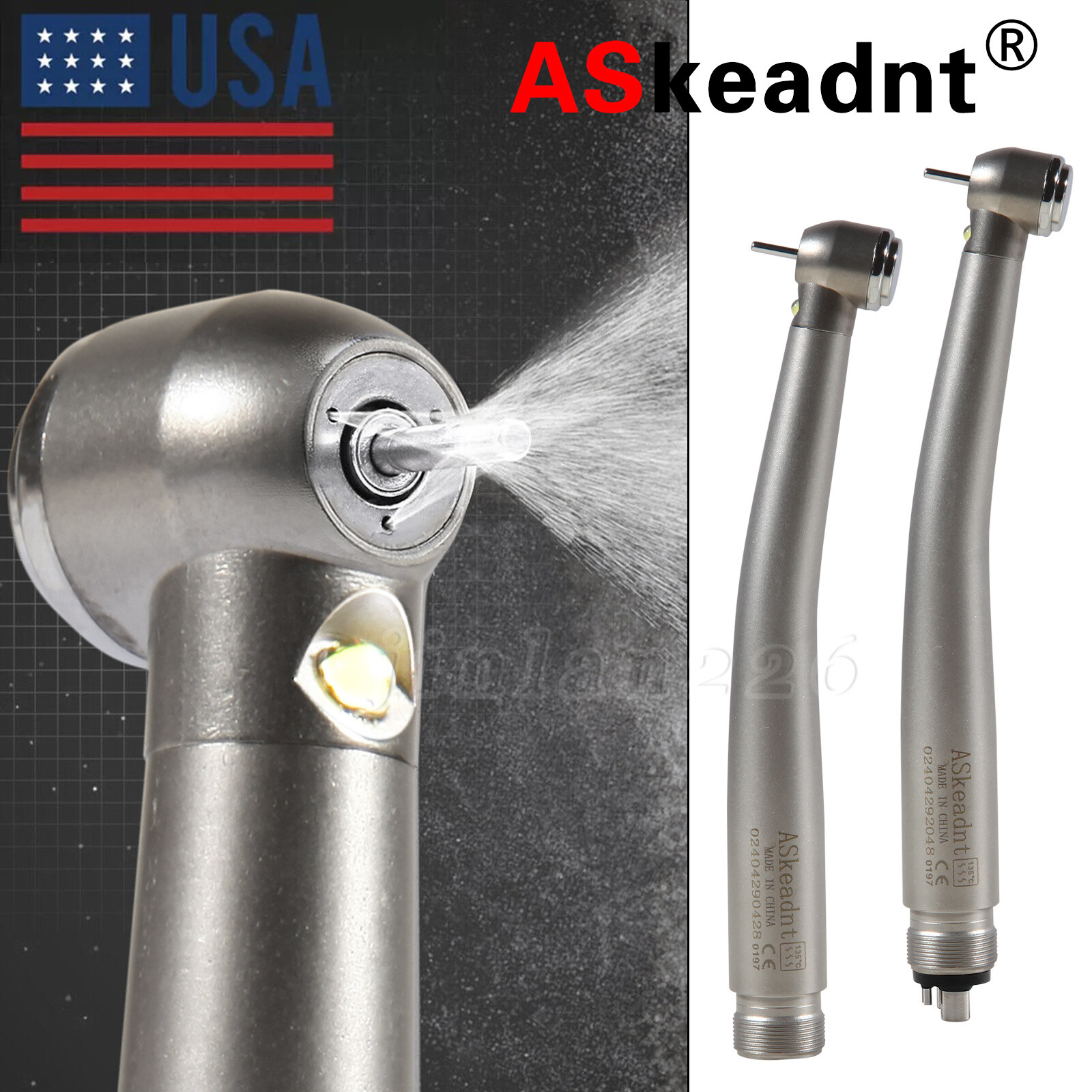 ASkea Dental Handpiece LED Self-power High Speed Handpiece Air Turbine 2/4 Hole