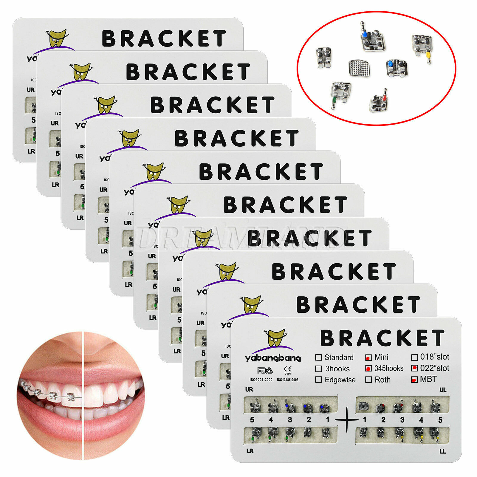 Dental Niti Arch Wire Round / Brackets Braces MBT/Roth 345/3hook Metal
