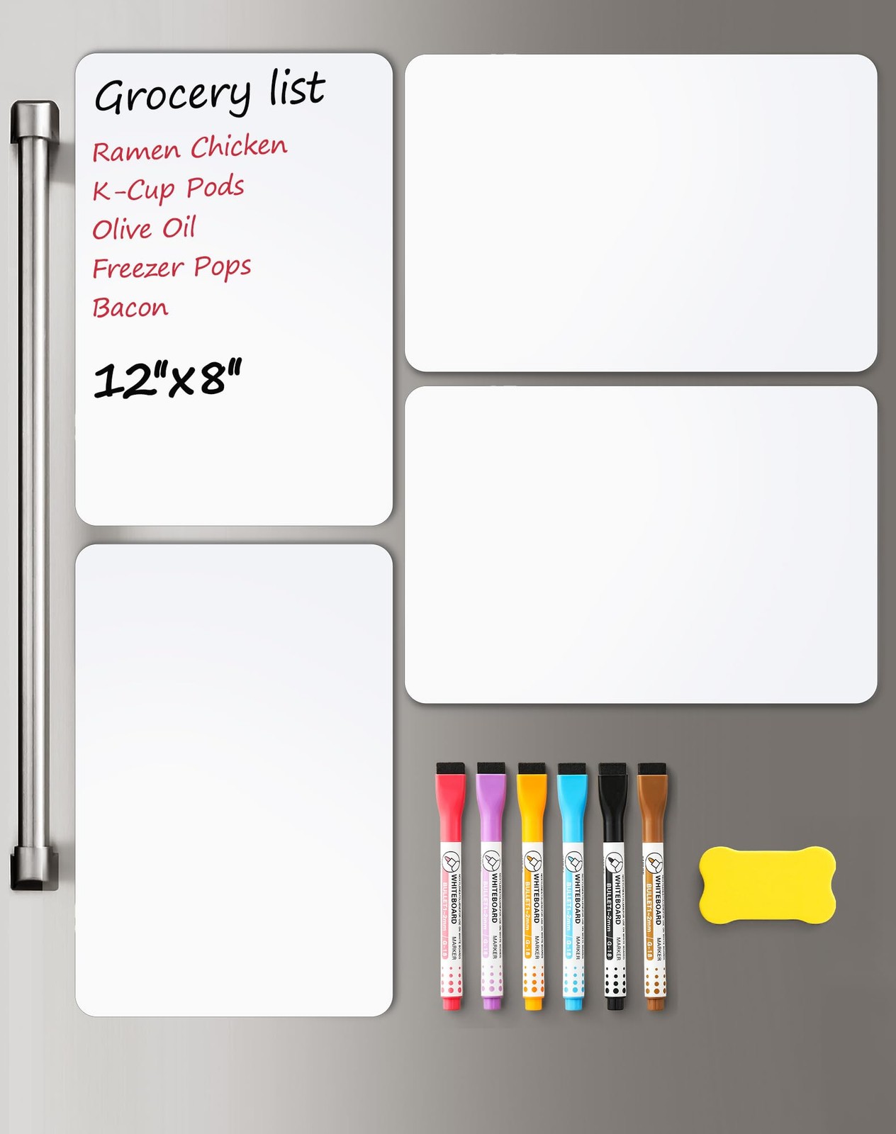 4 PACK Magnetic Dry Erase Board Sheet for Fridge, 12″x8″ 12 x 8 Inches, White