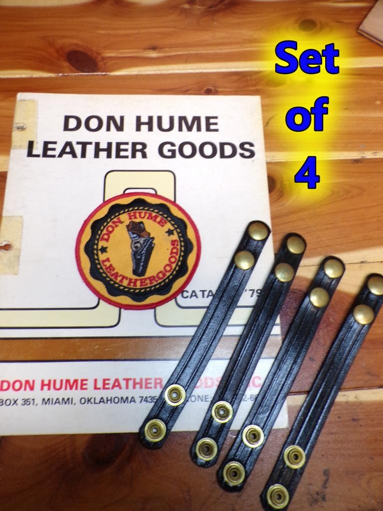 Set of 4 DON HUME Black Police Duty Belt Keepers 3/4″ Wide Double BRASS Snaps