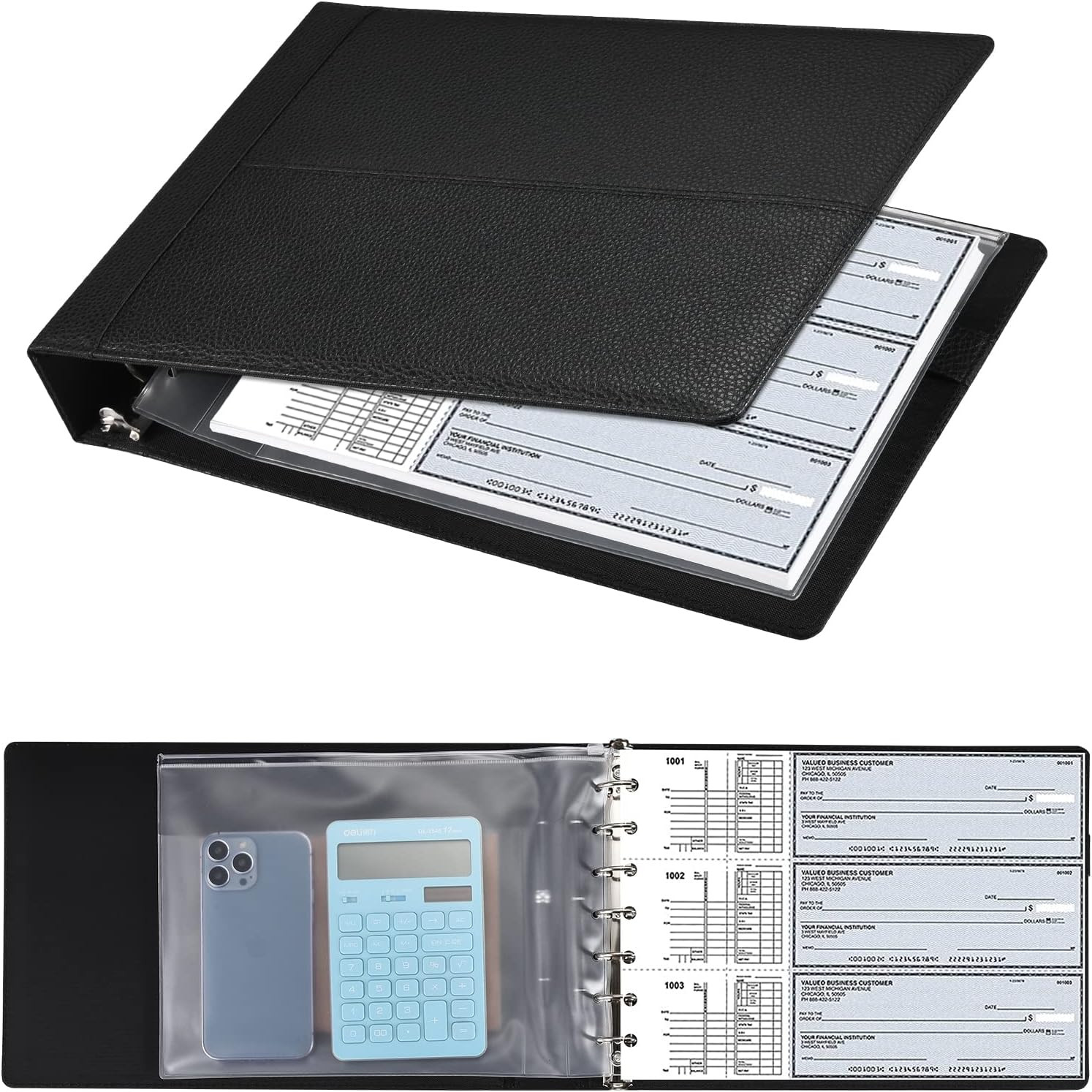 7 Ring Executive Business Check Binder 600 Checks Capcity for 9″ x 13″ Sheets, P
