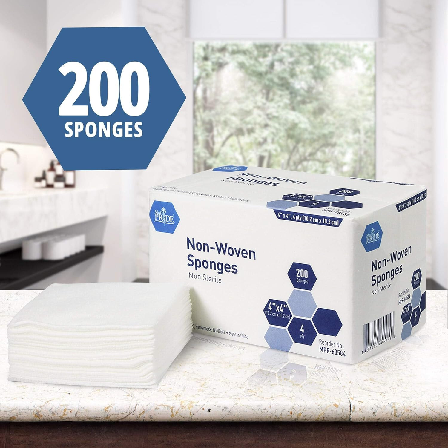 Non Woven Gauze Sponges 4 x 4 – Non-Sterile- 4-ply – 200/Pack Sponges Absorbent