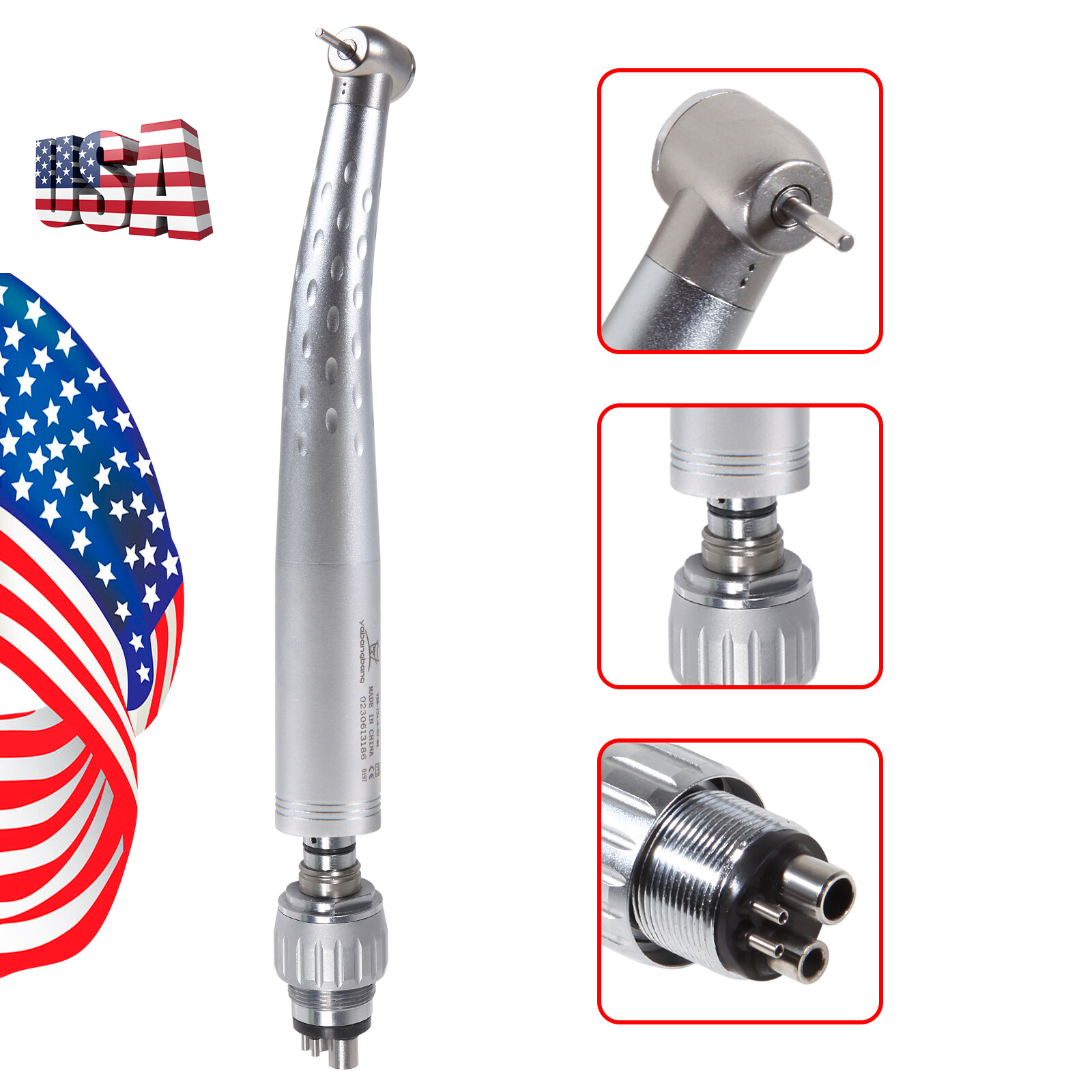 YABANGBANG Dental High Speed Handpiece with 4 Holes Quick Coupler 360° Swivel