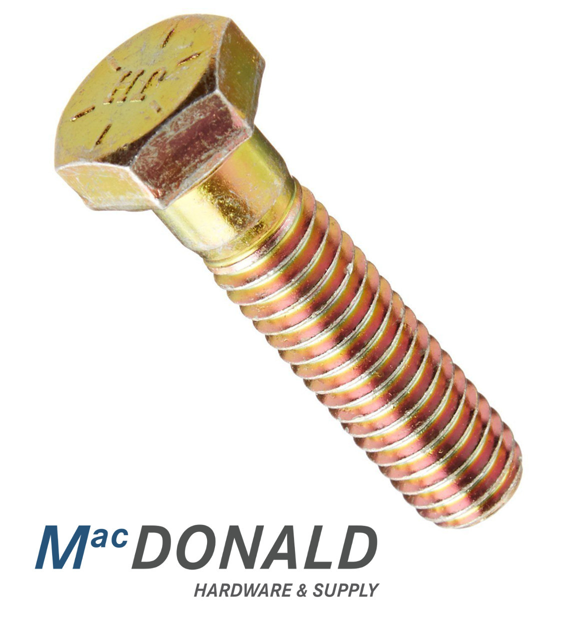 Grade 8 Hex Head Cap Screw Bolts Steel Yellow Zinc Coarse Thread (Various Sizes)