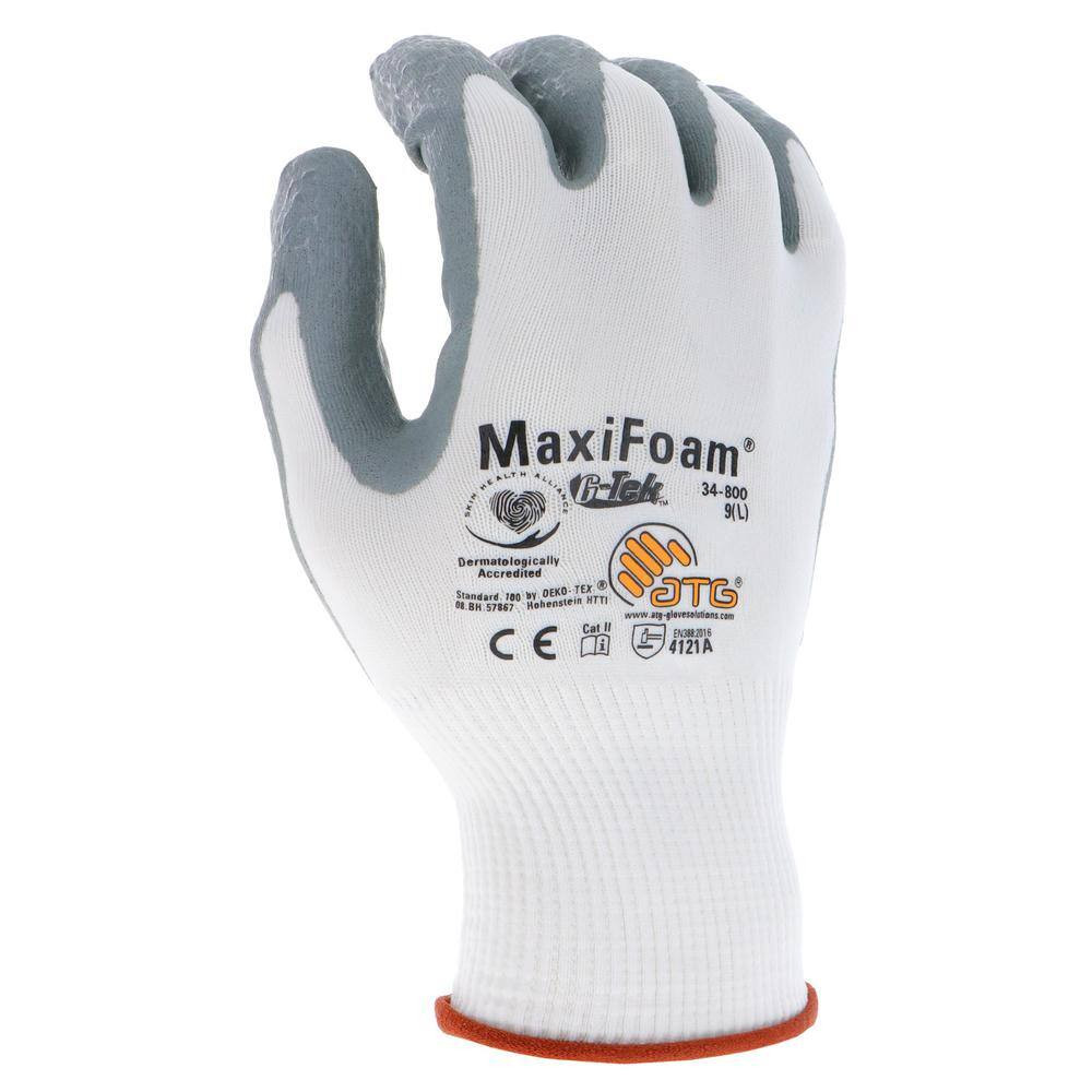 Maxi Foam Premium Unisex X-Large White Nitrile-Coated Grip Abrasion Resistant Ou
