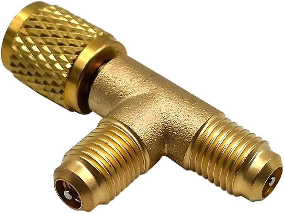 Ywdiml Car Quick Coupler Access Tee, Brass 1/4″ SAE Valve Core Tee Adapter for