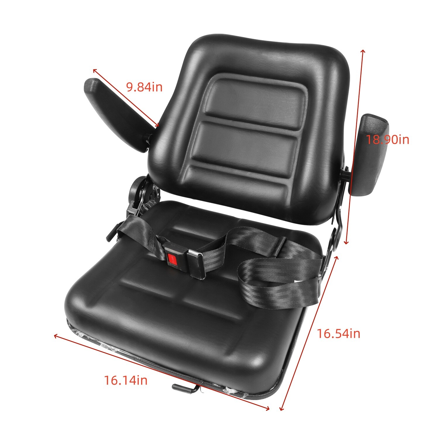 Adjustable Backrest Tractor Seat w/Safety Belt & Armrest Universal Forklift Seat