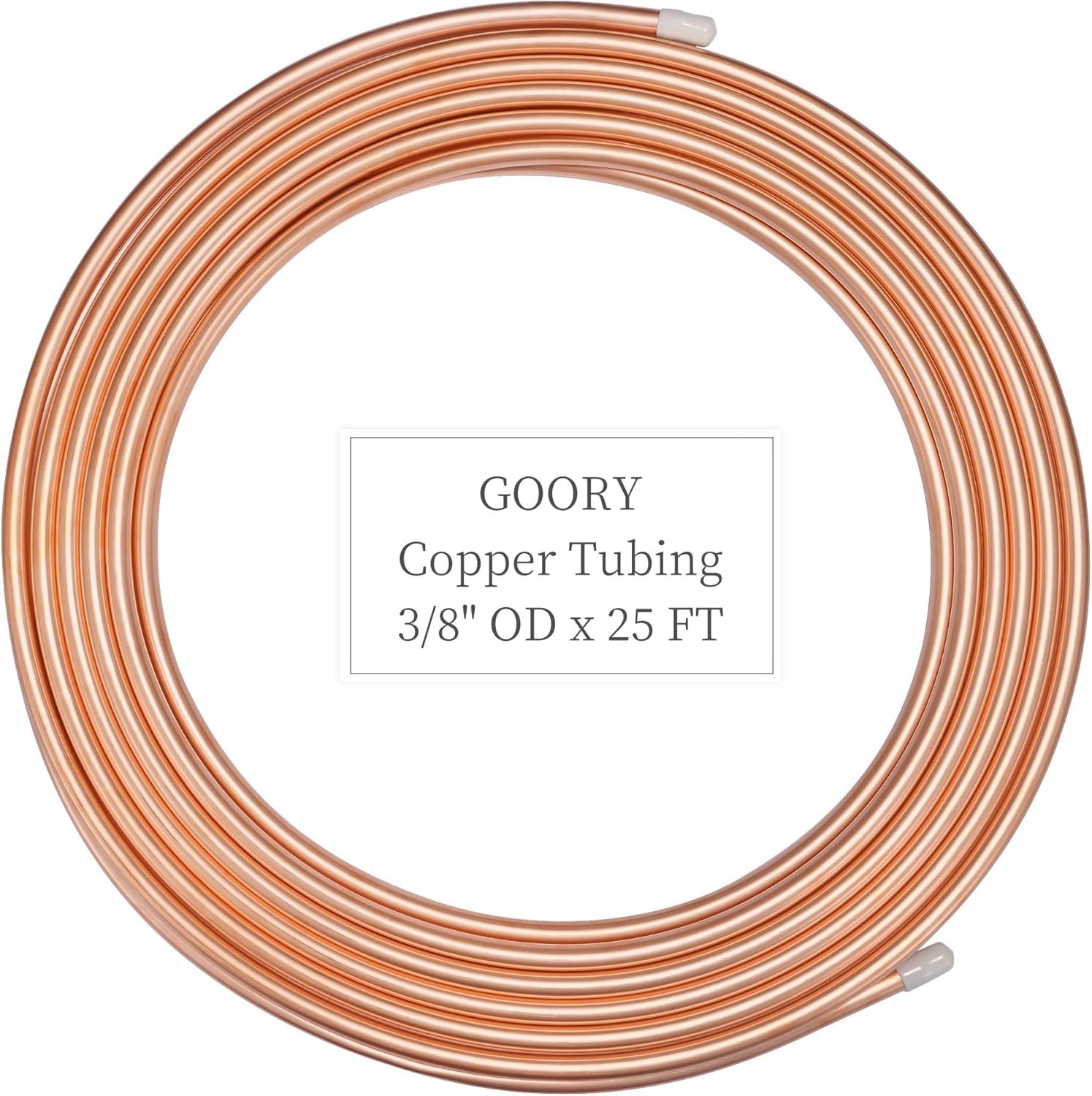 3/8″ OD Copper Tubing 25ft Coil – ASTM B280 Seamless Refrigeration