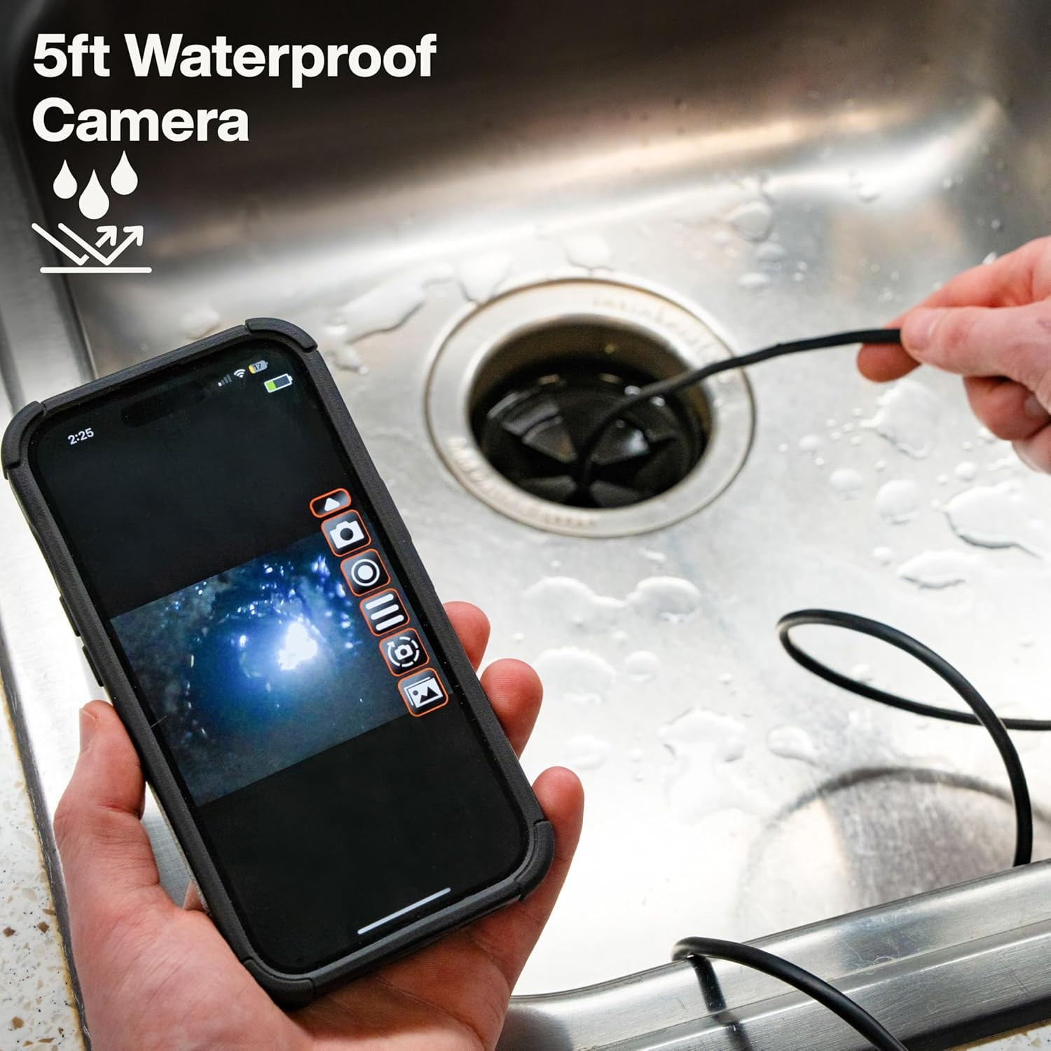 ET21 Wifi Borescope with Light, Inspection Camera for Iphone and Android, Waterp