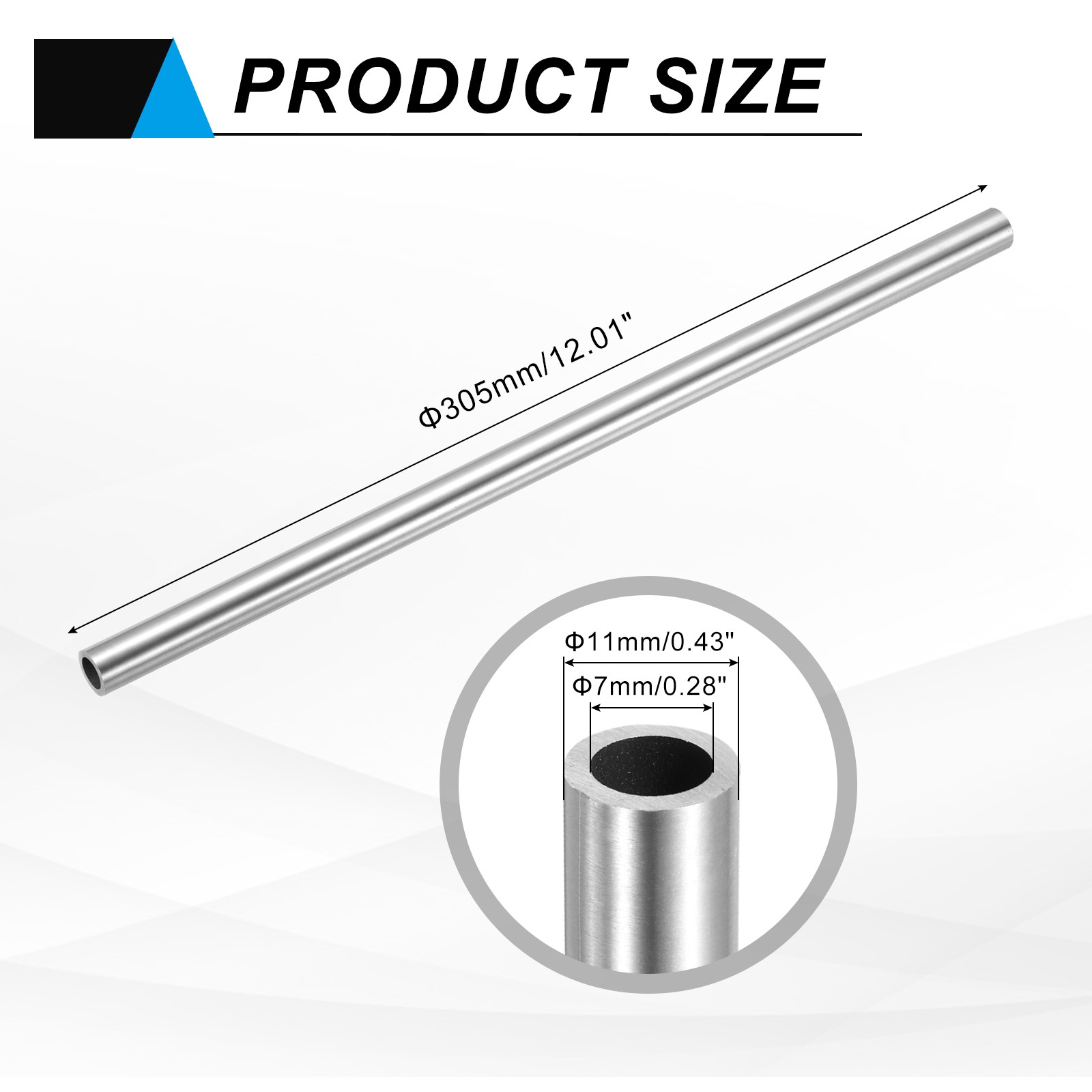 304 Stainless Steel Tube 7mm ID 11mm OD 305mm Length Metal Pipe Tubing]