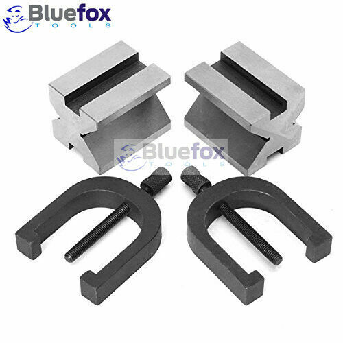 V Blocks And Clamps Set 1-5/8 Inch x 1-1/4 Inch x 1-1/4 Inch With Wooden Case